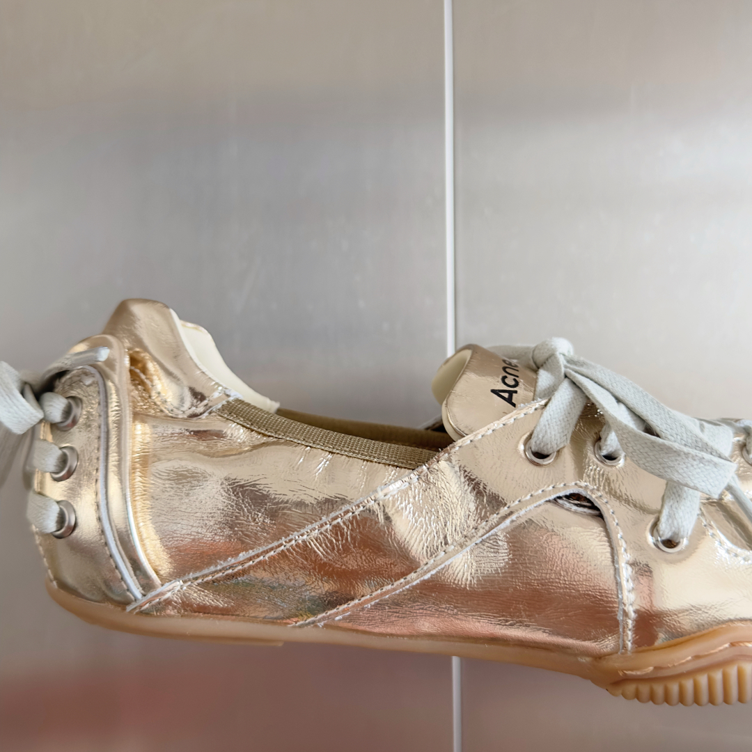 Acne Studios Lace-Up Ballet Sneakers Silver