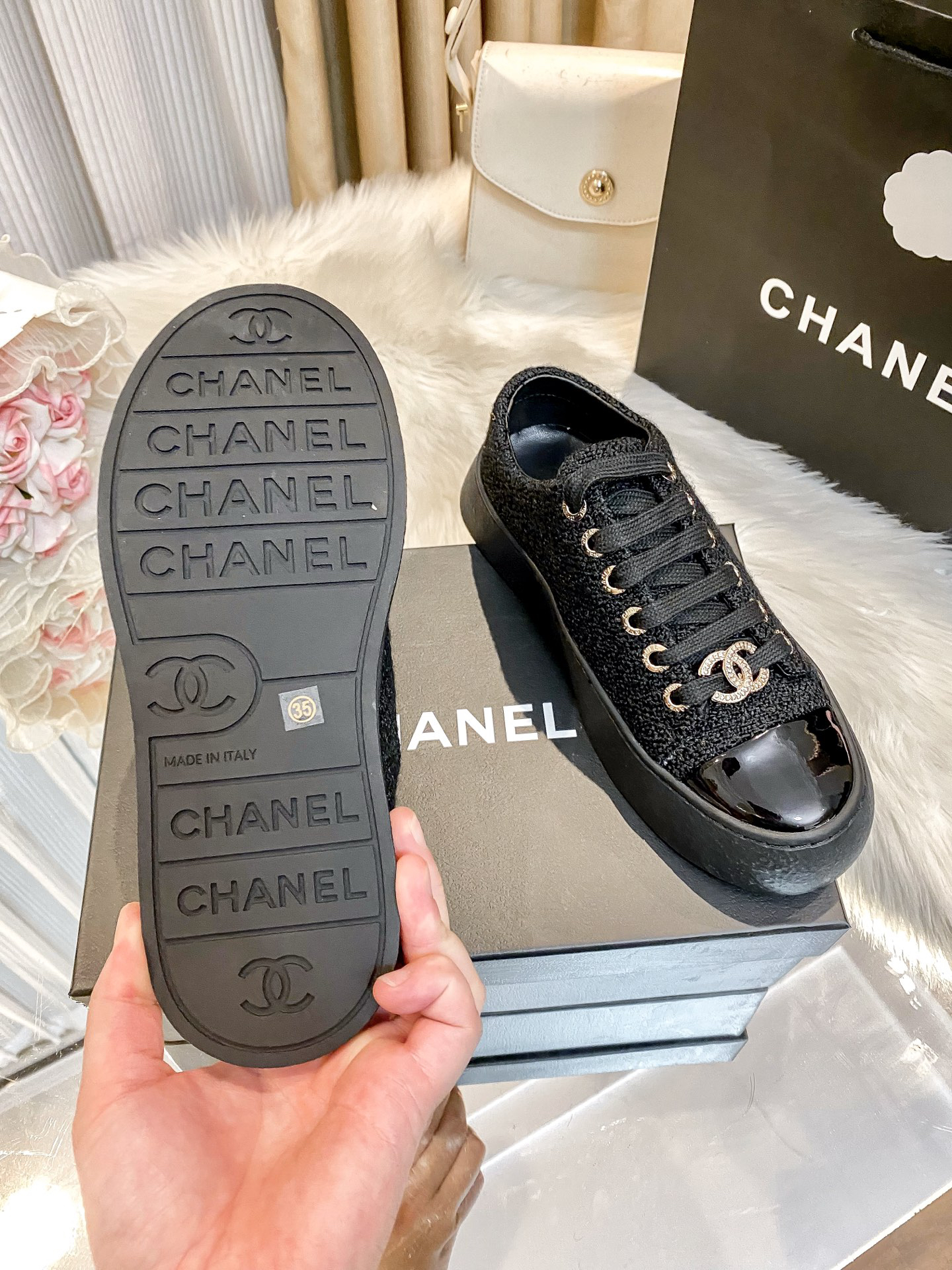 Chanel Woven Platform Sneakers Multicolor