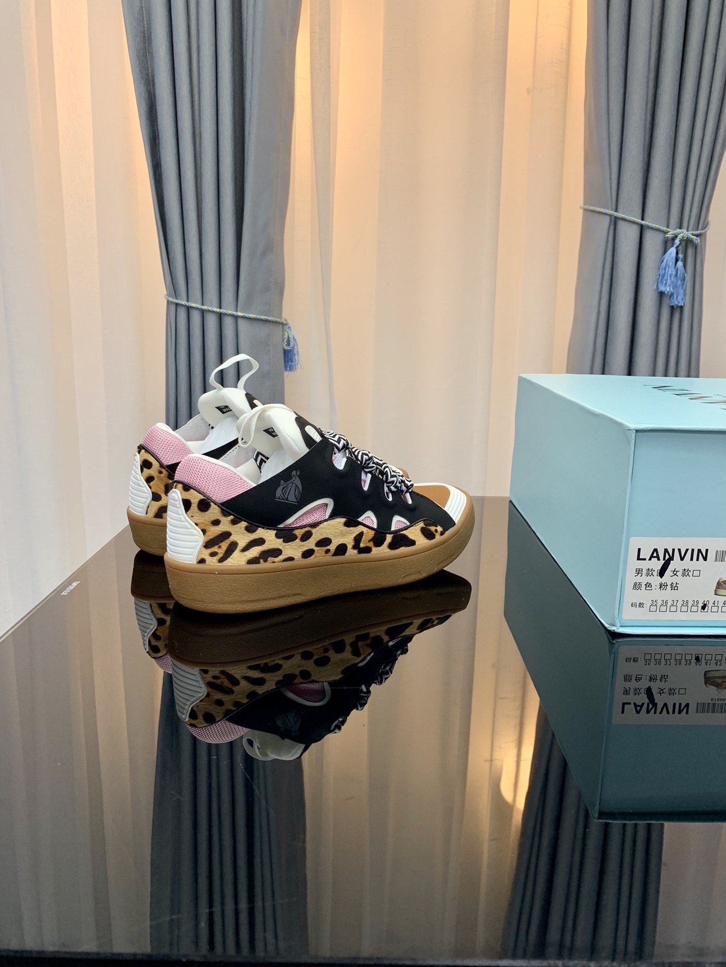 Lanvin Curb Low Leather Sneakers Multicolor