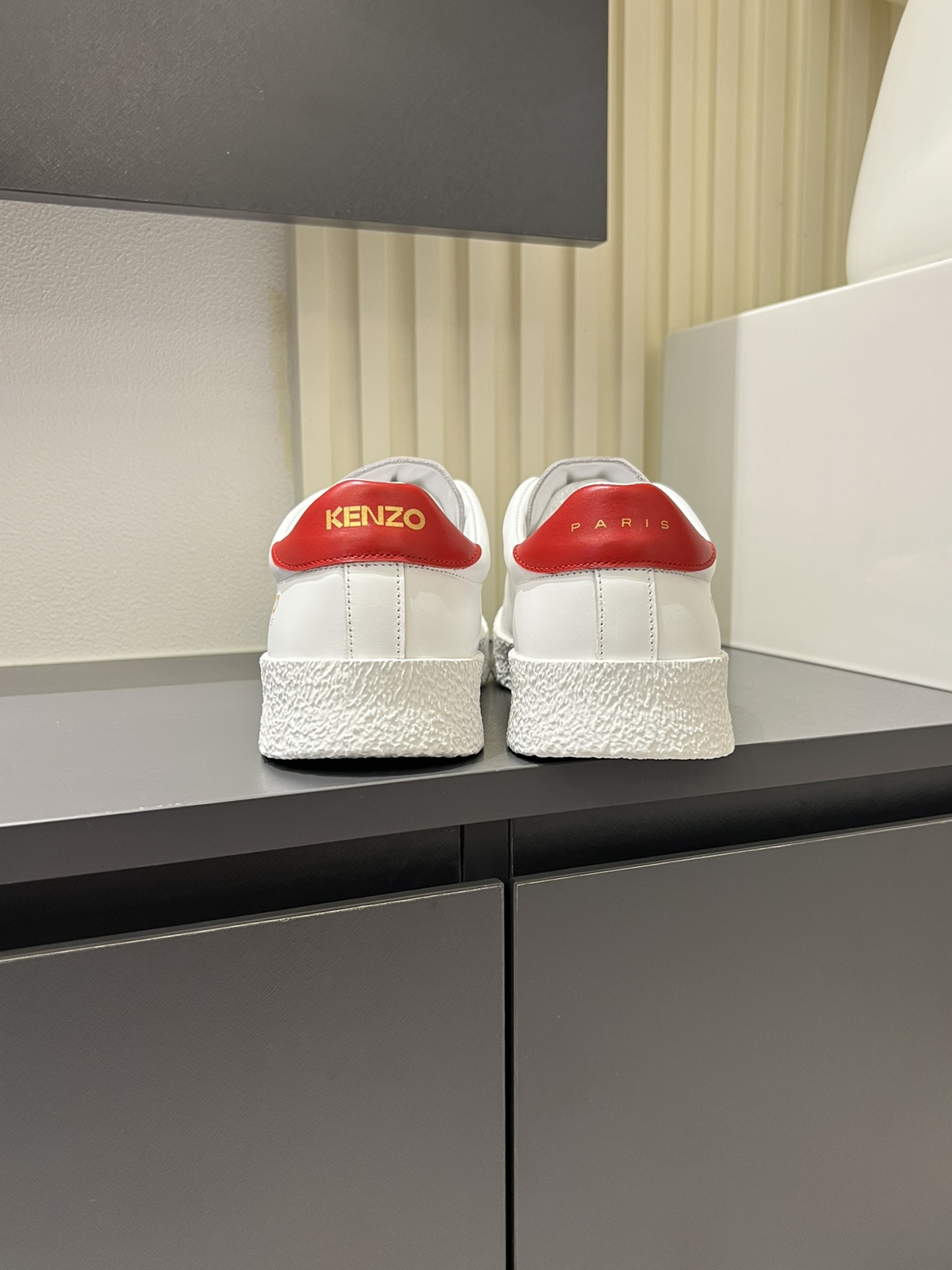 Kenzo Men's Leather Low-Top Sneakers White/Red