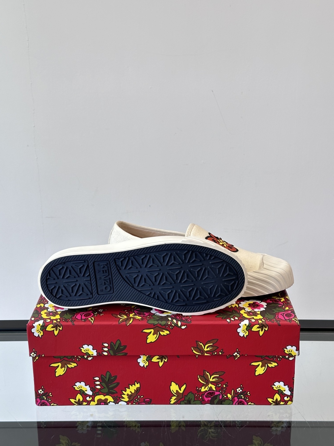 Kenzo Floral Canvas Slip-Ons Off-White