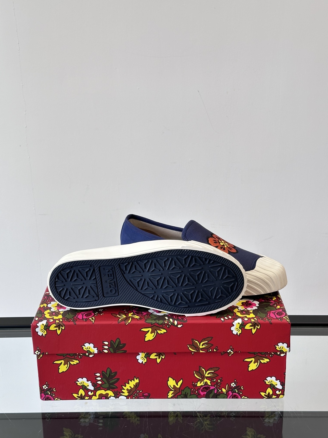 Kenzo Floral Slip-On Canvas Sneakers Navy