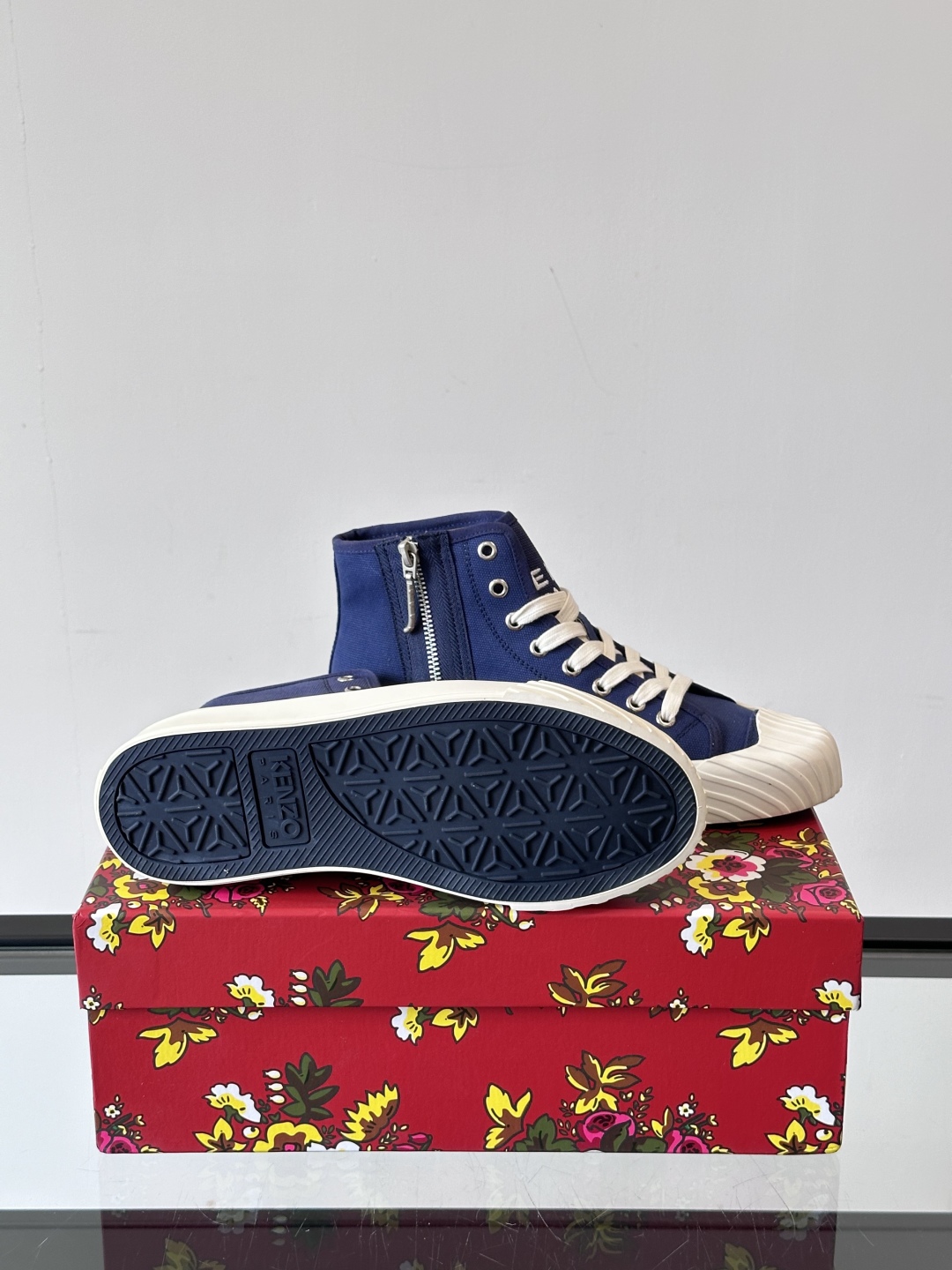 Kenzo Tiger Canvas High-Top Sneakers Navy