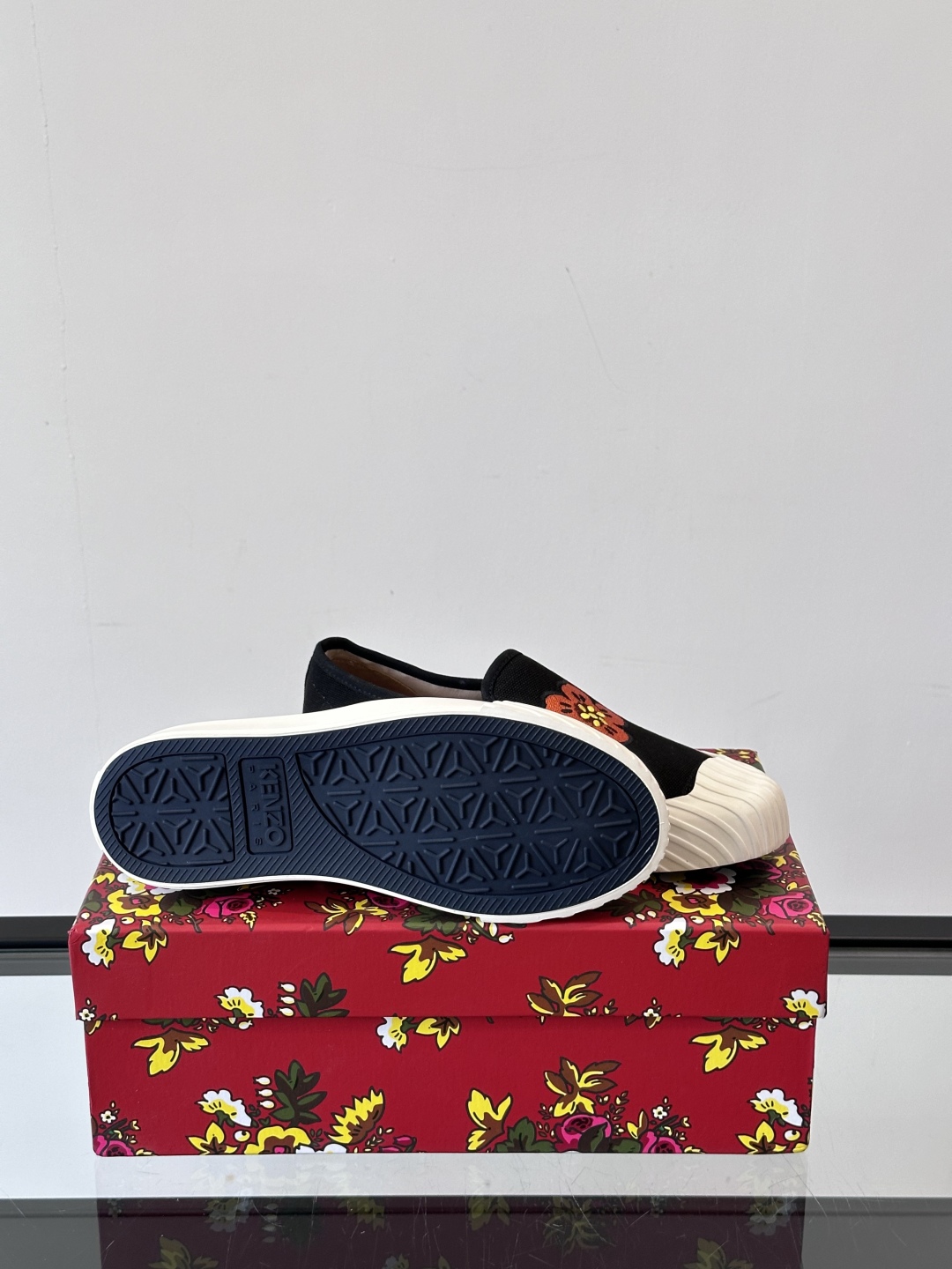 Kenzo Floral Canvas Slip-On Sneakers Black