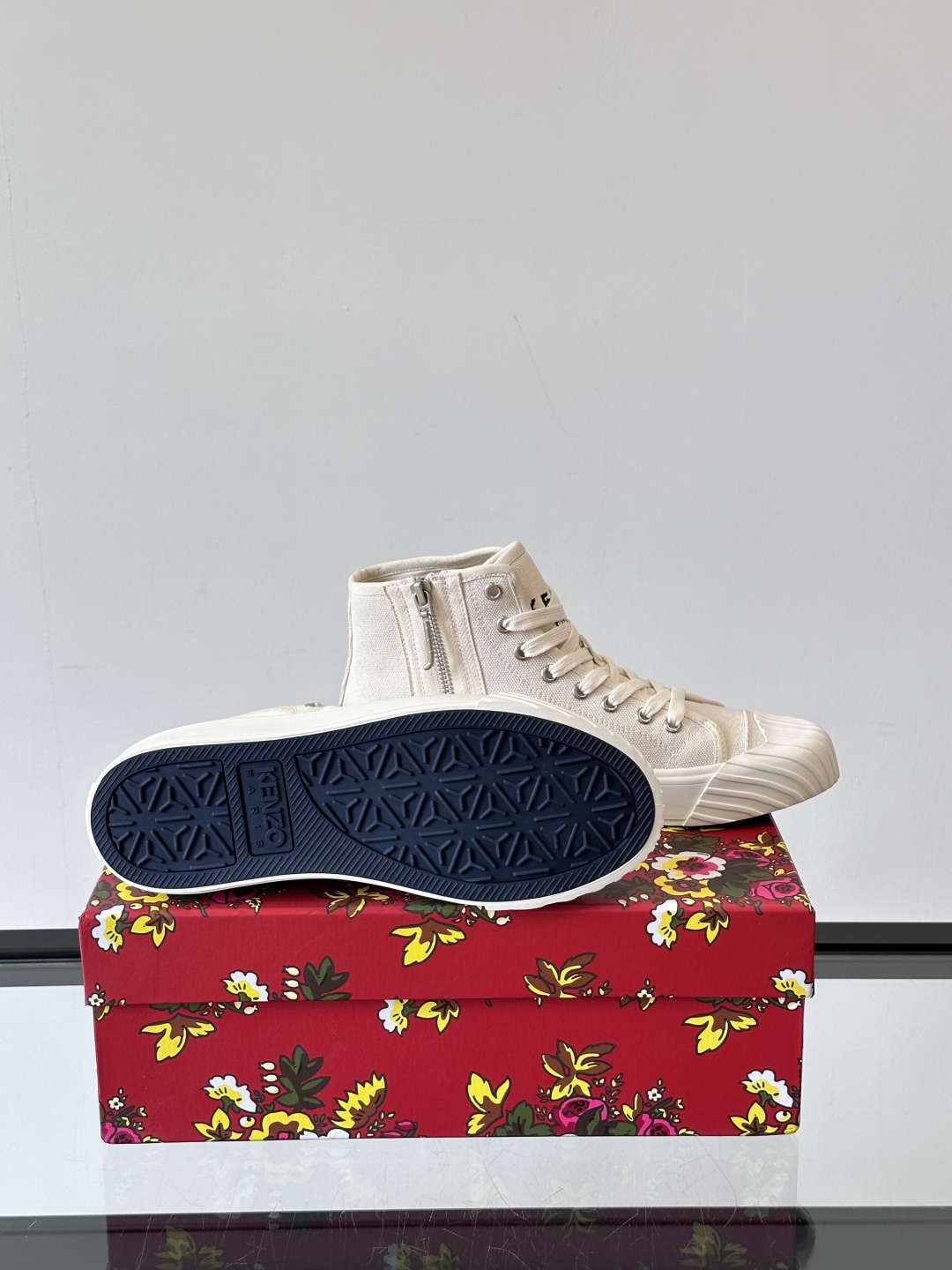 Kenzo Canvas High-Top Sneakers Beige