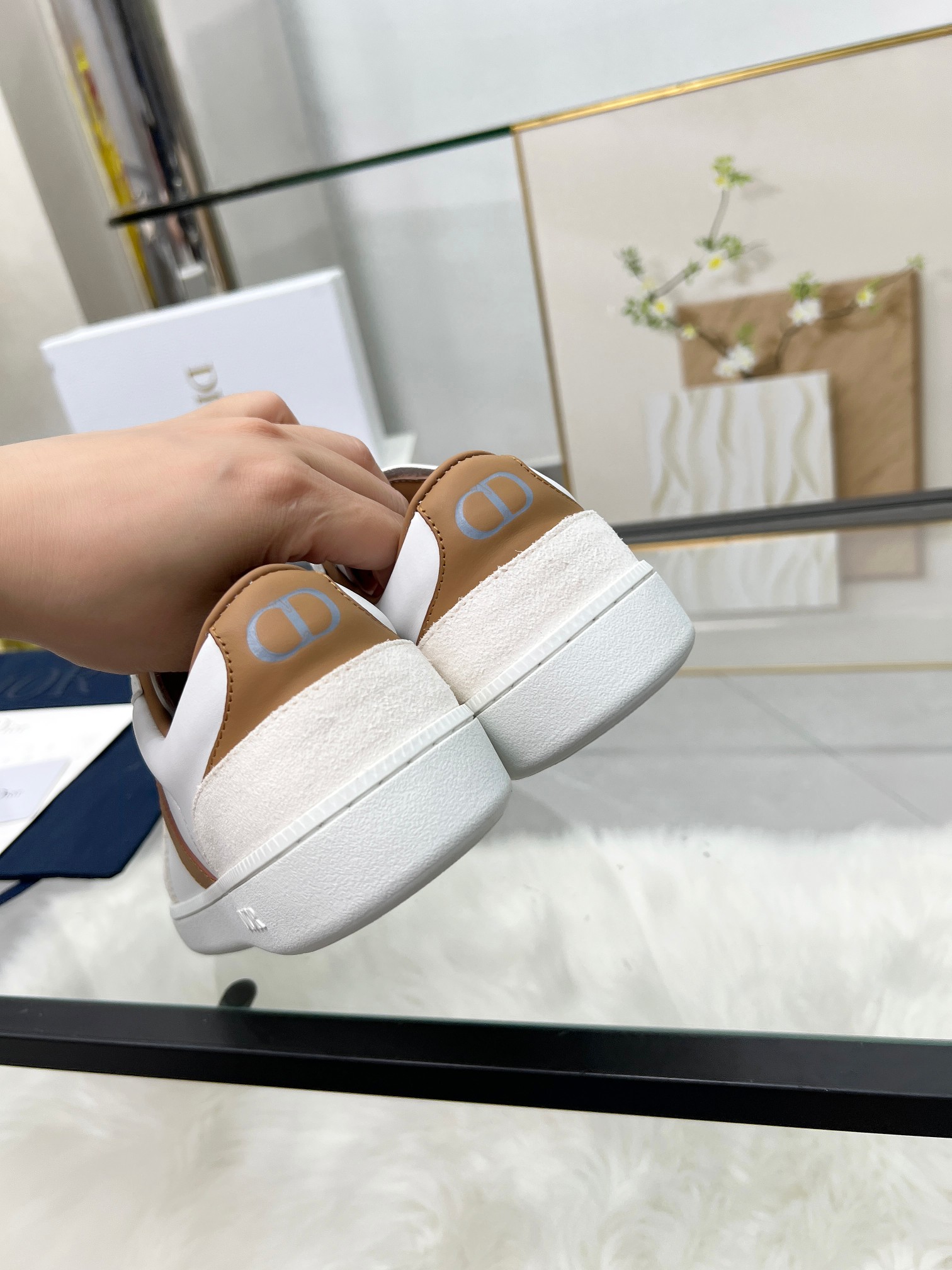 Dior B01 Trainer Sneakers White/Tan