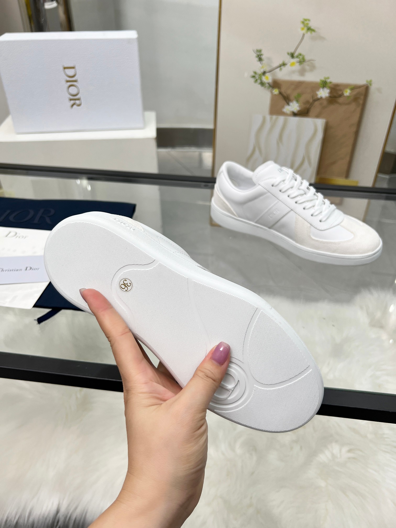 Dior B01 Leather Trainers White