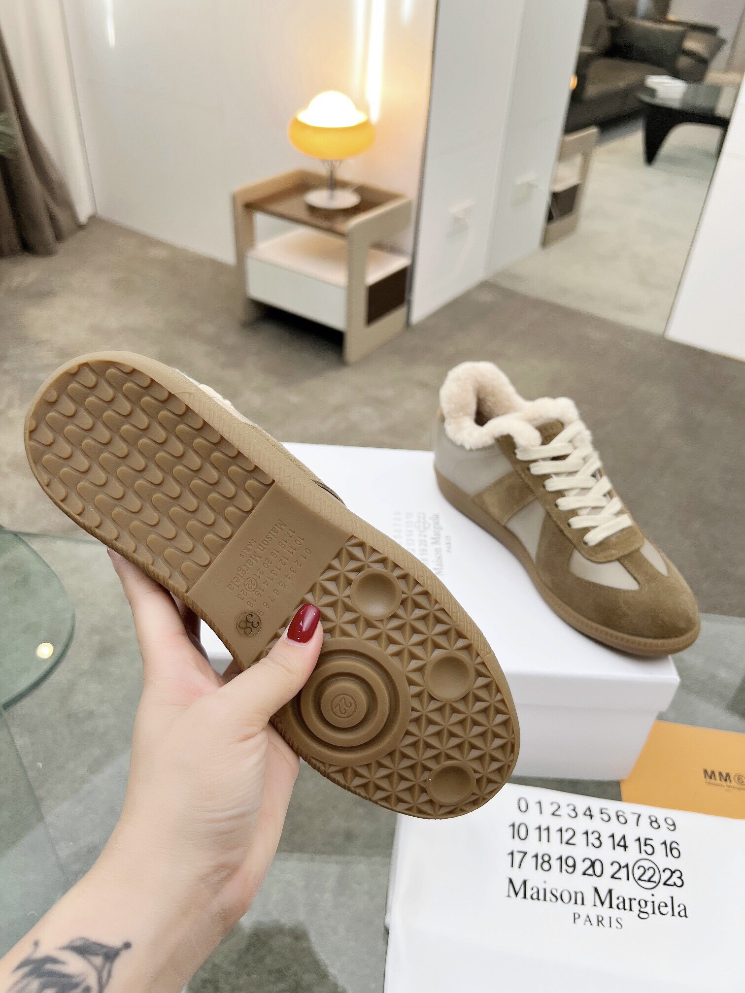MM6 German Trainer Wool Lined Sneakers Beige