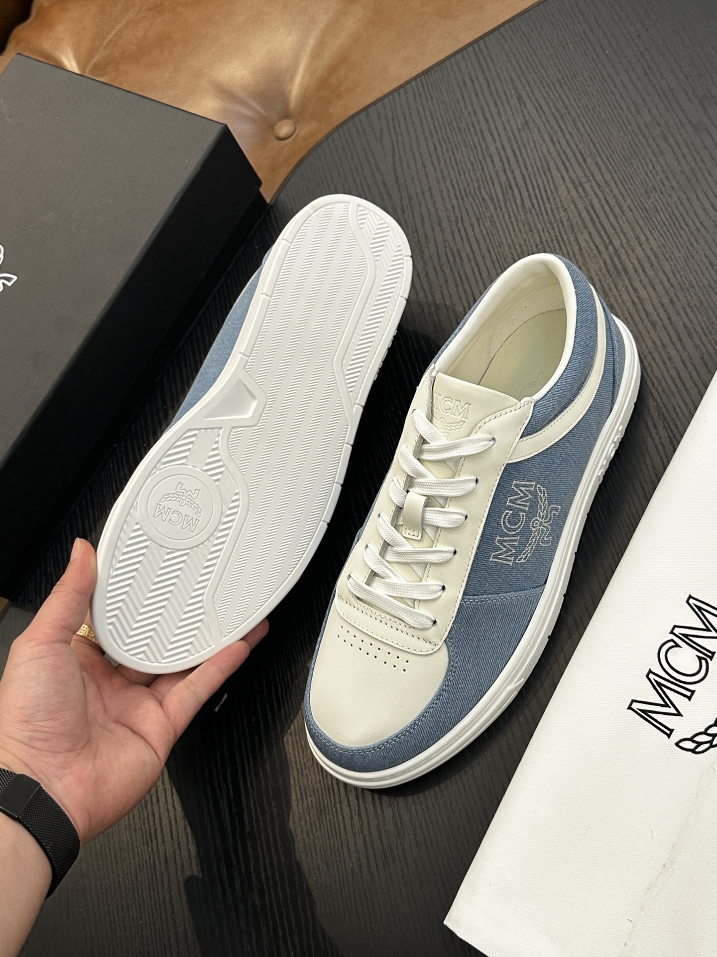 MCM Skystream Monogram Sneaker Blue