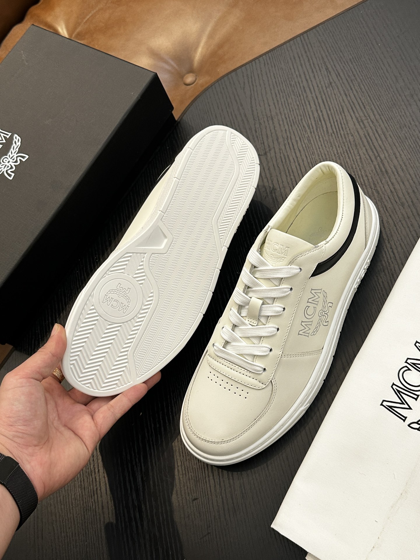 MCM Skystream Cubic Monogram Sneakers White/Black