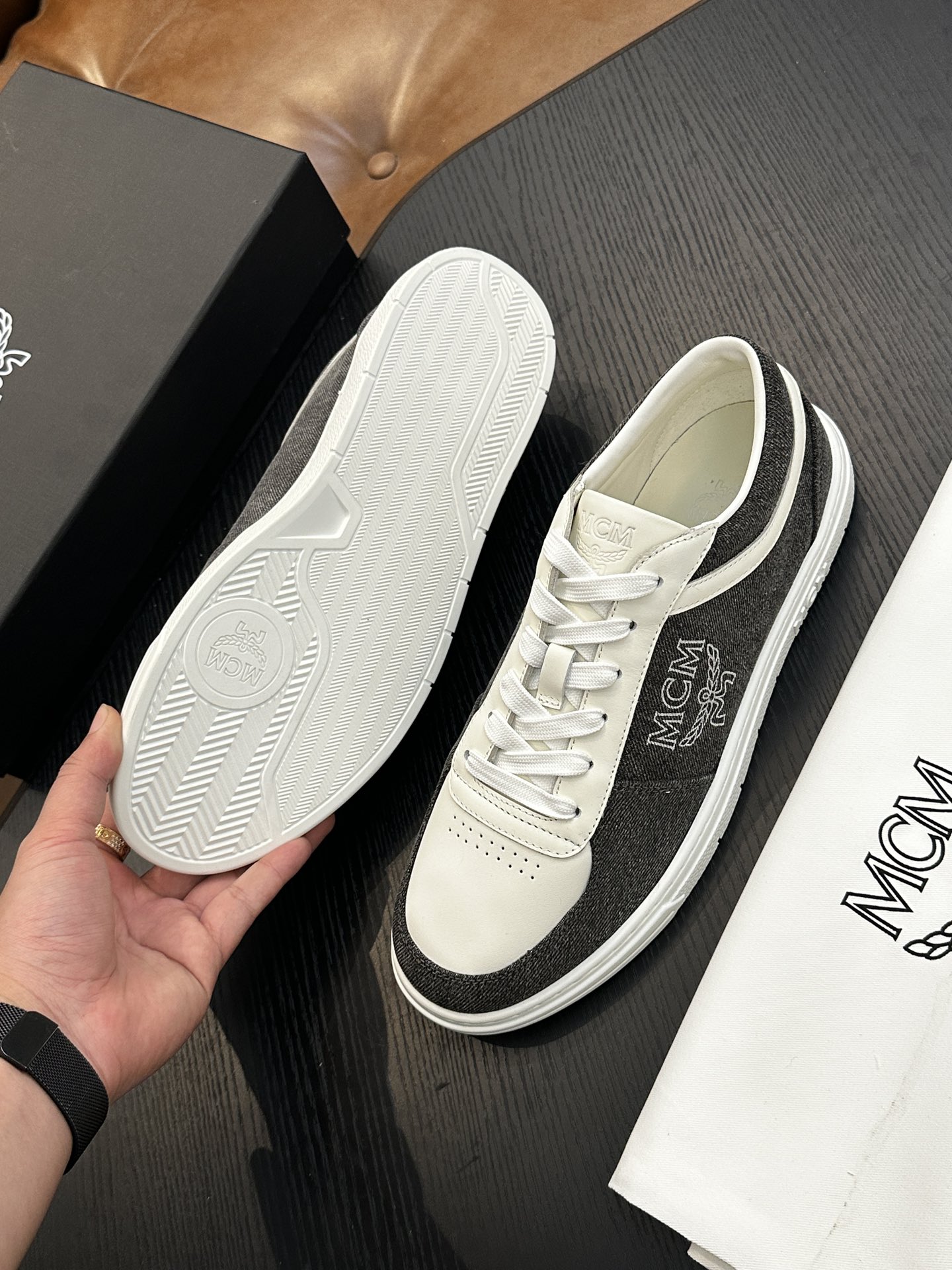 MCM Skystream Cubic Monogram Sneakers Grey