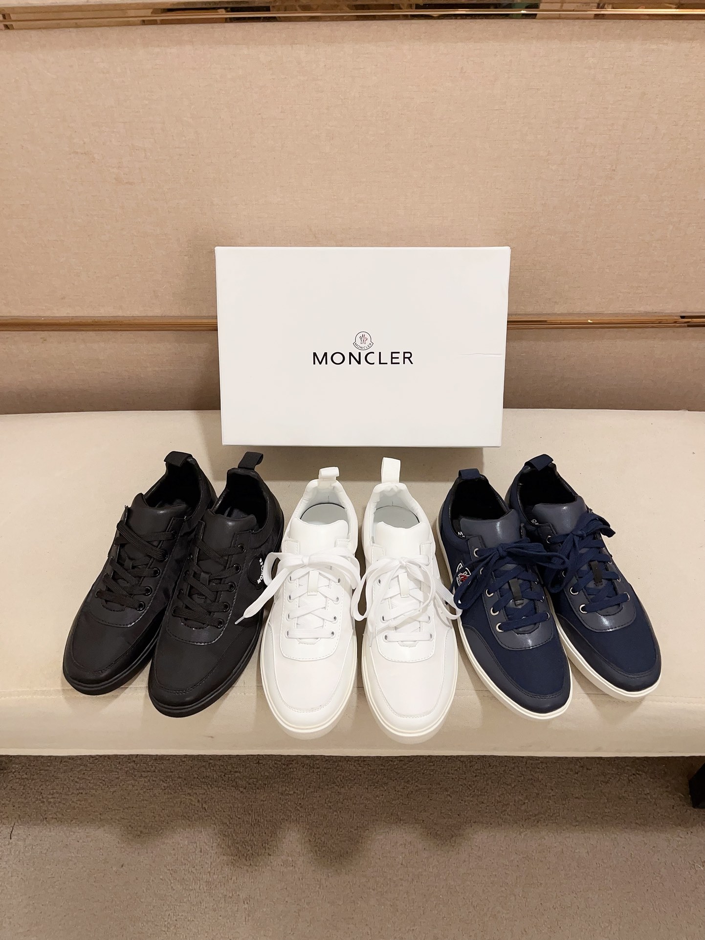 Moncler Lunarove Lace-Up Sneakers White