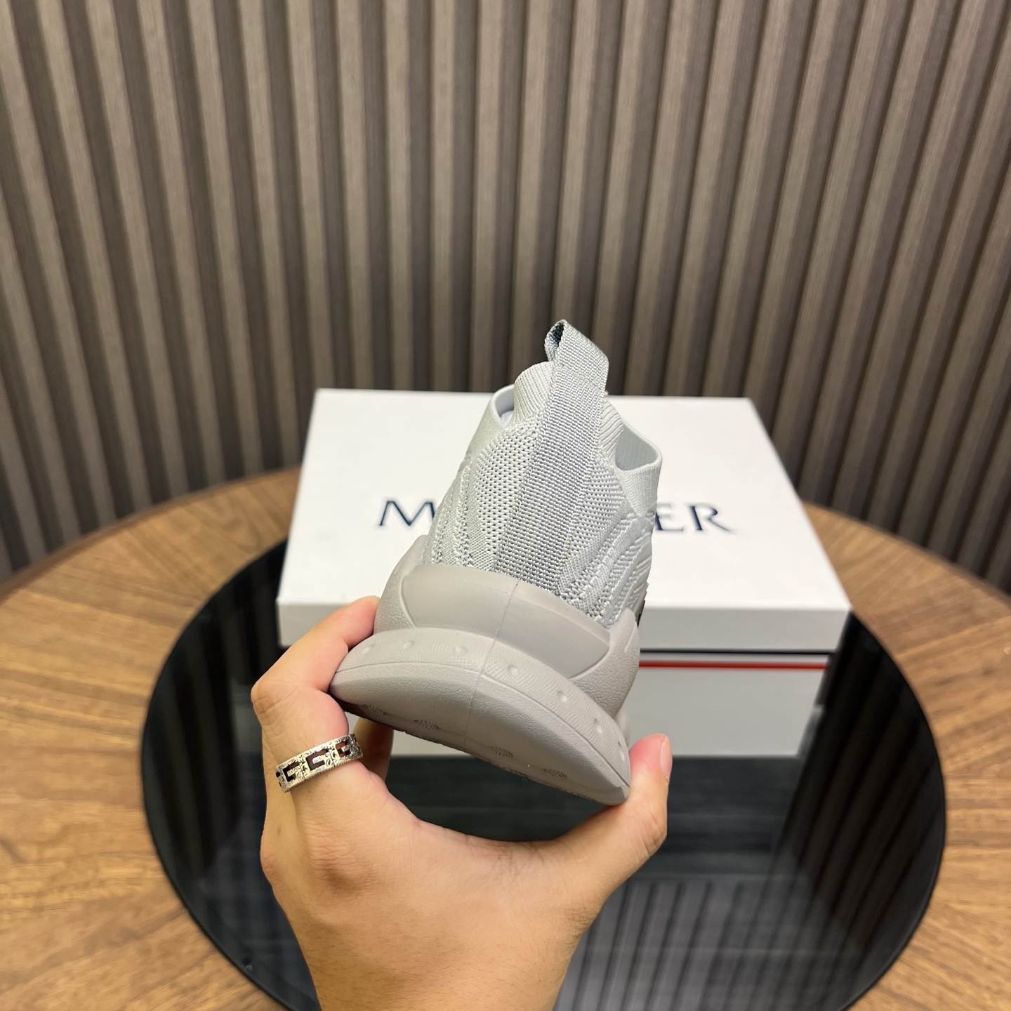 Moncler Knit Slip-On Sneakers White