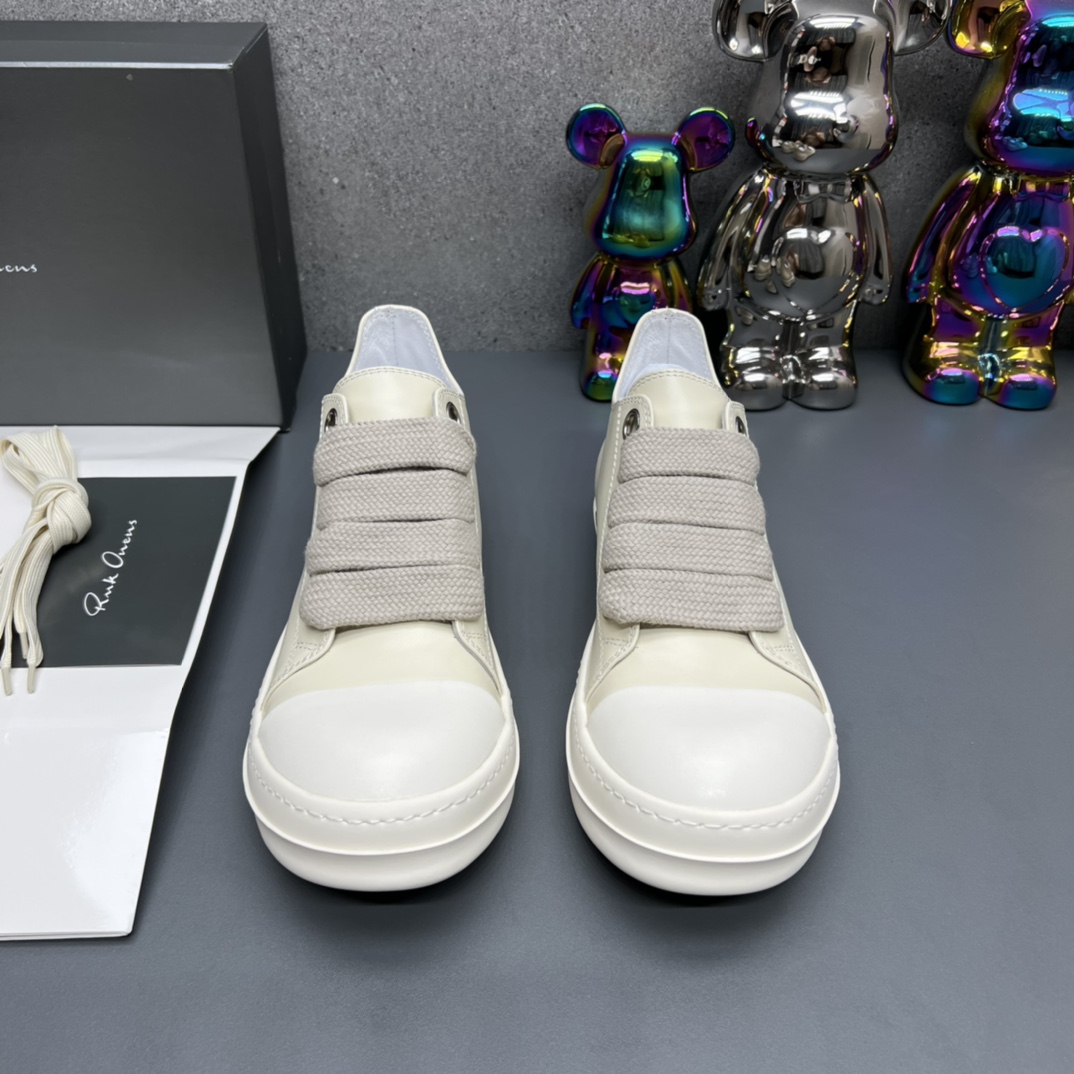 Rick Owens Minimal Low-Top Sneakers Beige