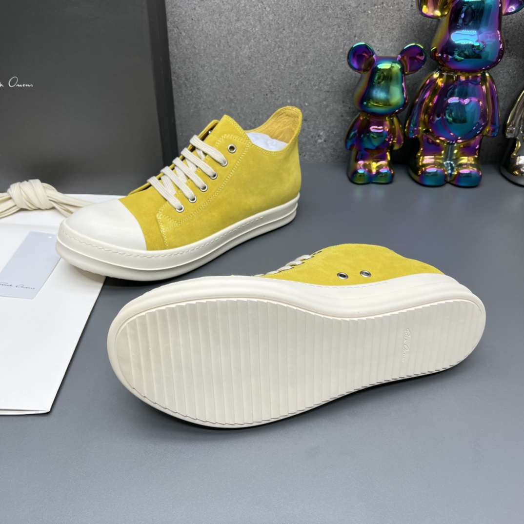 Rick Owens Suede Low-Top Sneakers Yellow