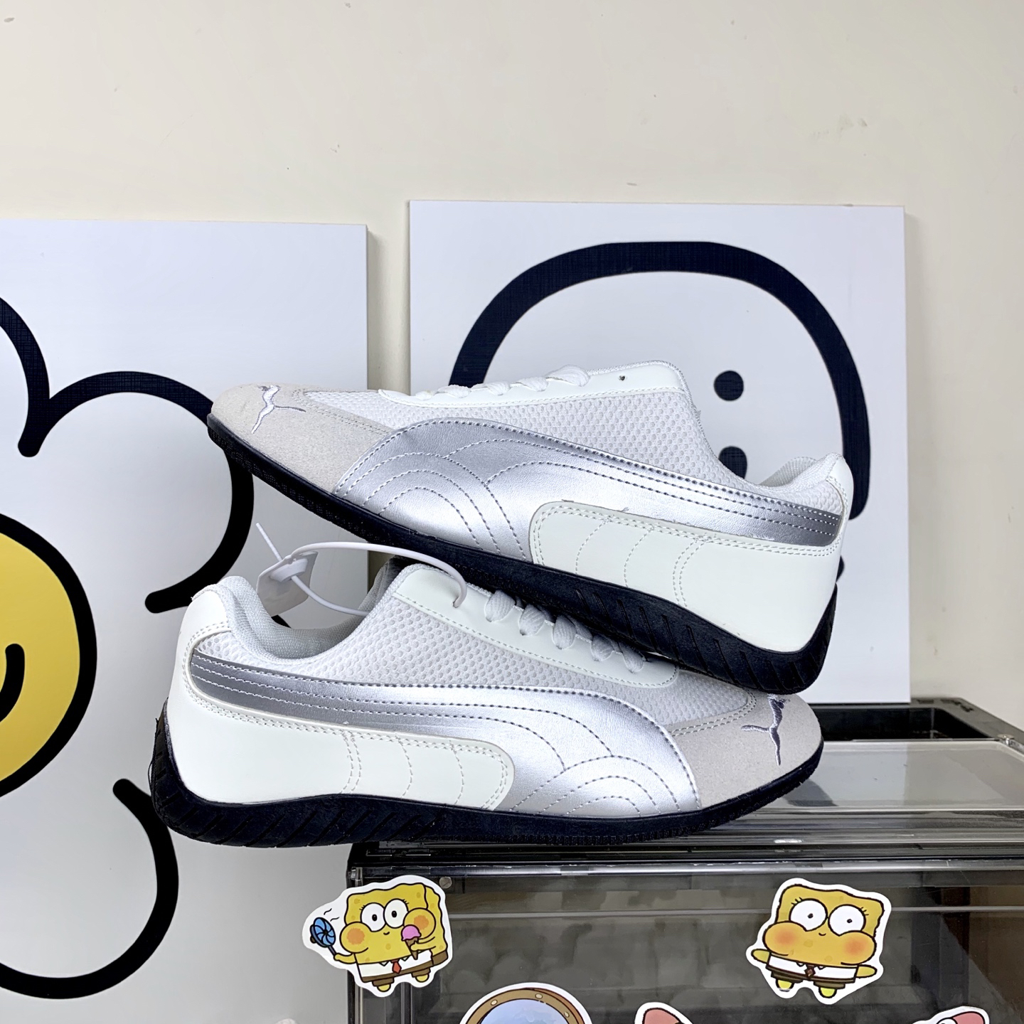 Puma Mesh Low-Top Sneakers White Grey
