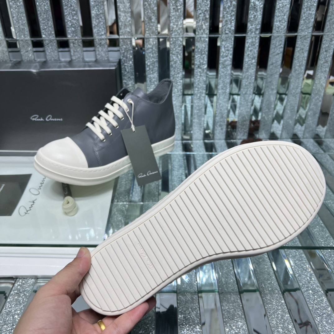 Rick Owens Leather High-Top Sneakers Grey