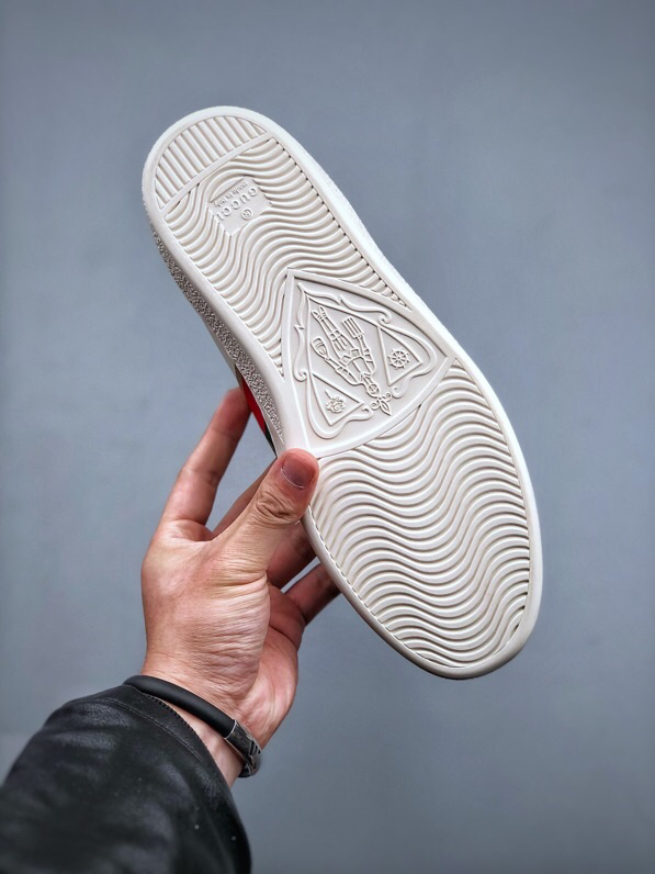 Gucci Ace Stripe Leather Sneakers Beige