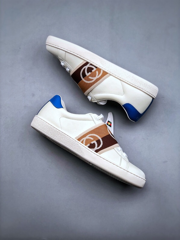Gucci Logo Strap Low-Top Sneakers White/Blue