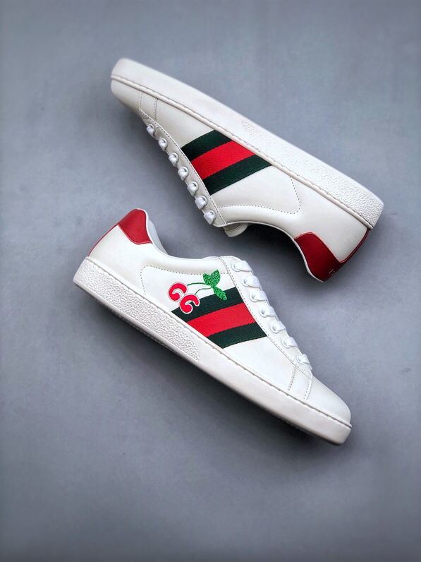 Gucci Ace Bee Leather Sneakers White/Red/Green