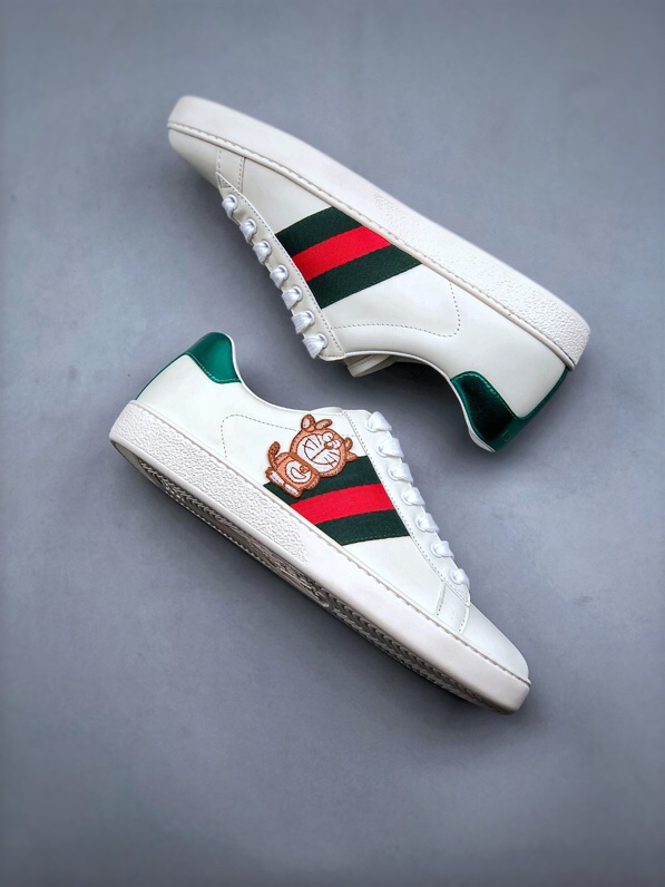 Gucci Ace Bee Leather Sneakers White/Green