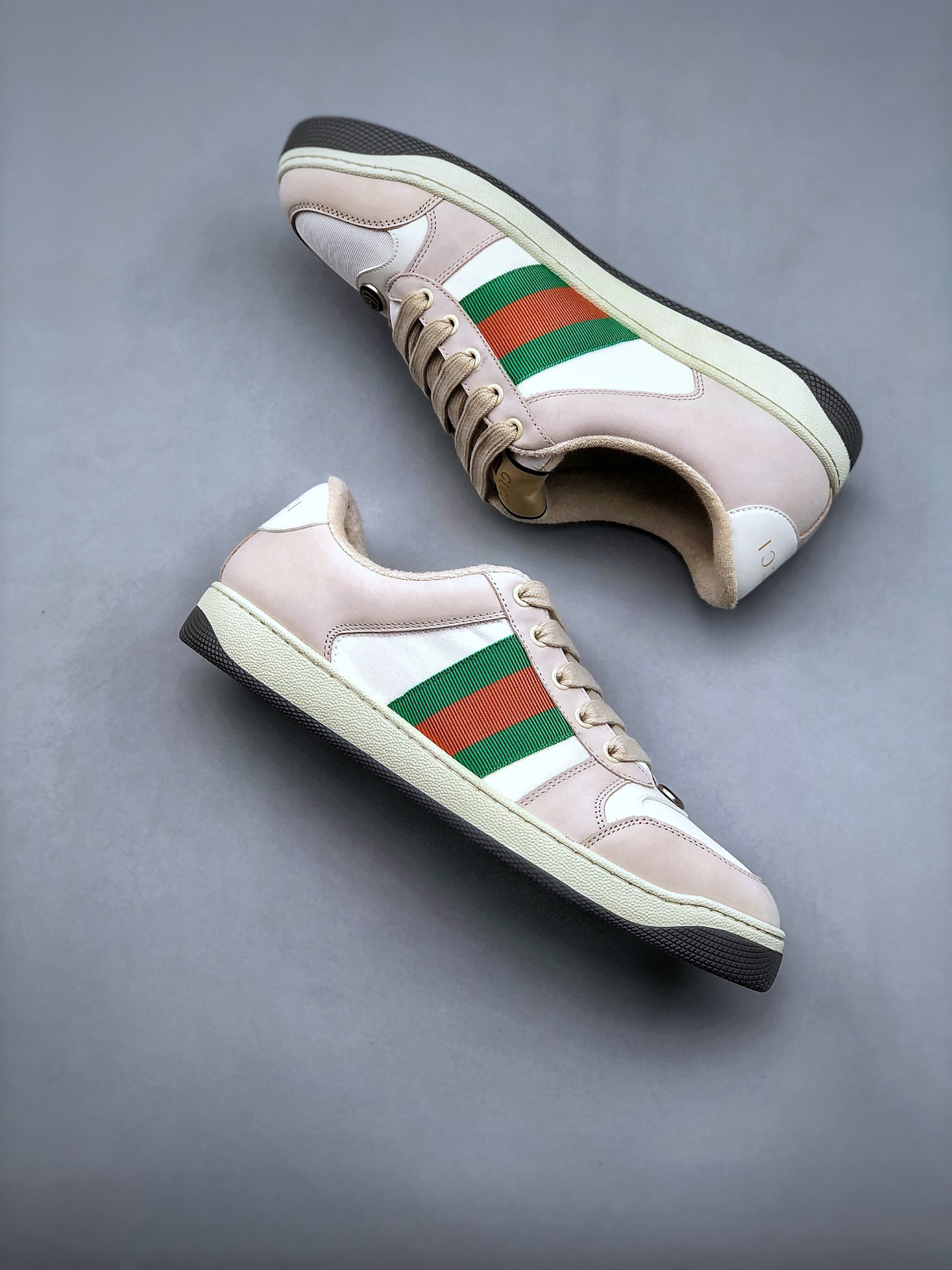 Gucci Distressed Screener Sneaker Beige