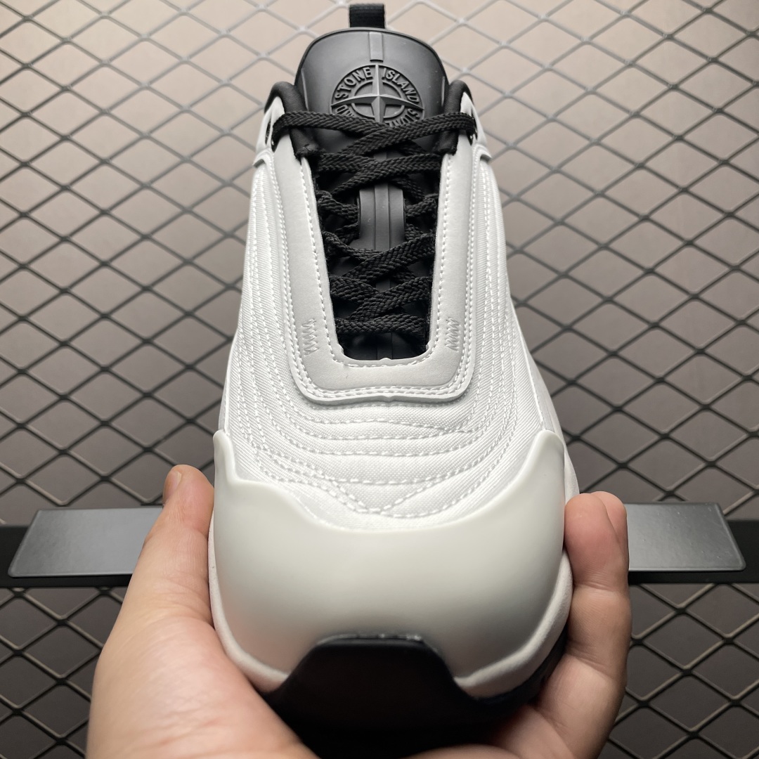 Stone Island Grime Panelled Mesh Sneakers White/Black