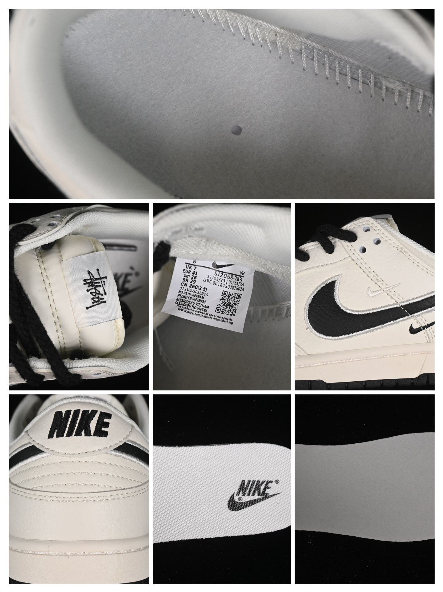 Nike SB Dunk Low Stussy Collab Skate Shoes Off-White/Black
