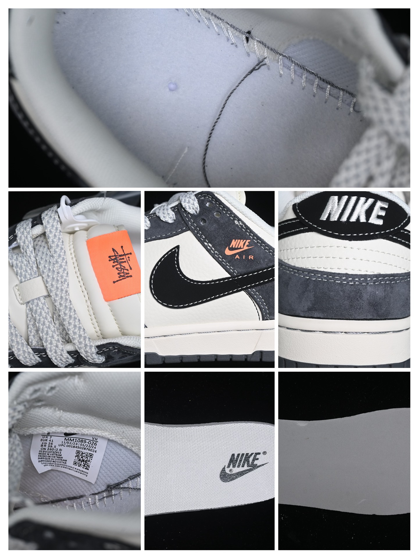 Nike SB Dunk Low x Stussy Suede Skate Shoes Gray