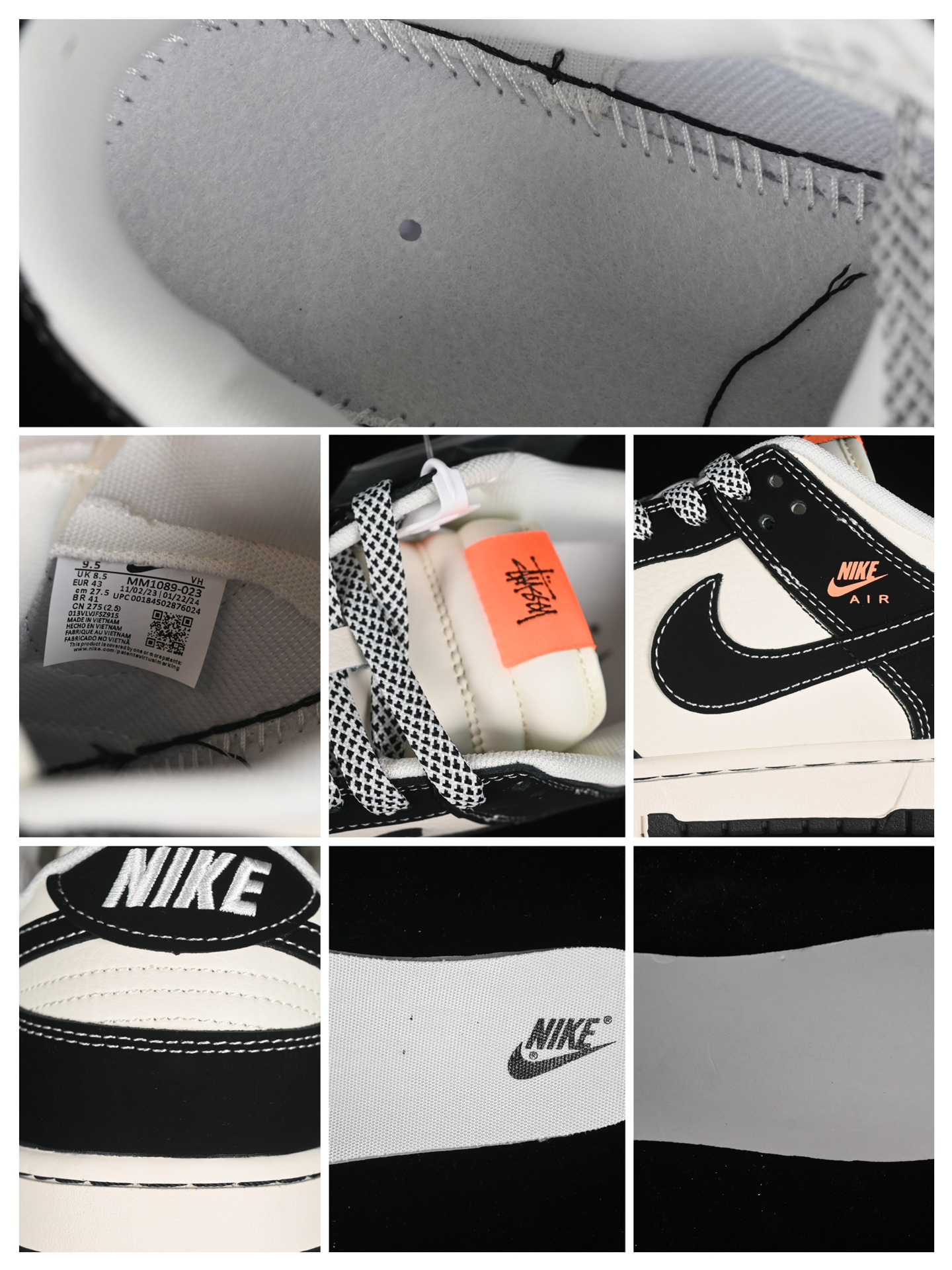 Nike SB Dunk Low Stussy Collab Sneakers Black/White/Orange