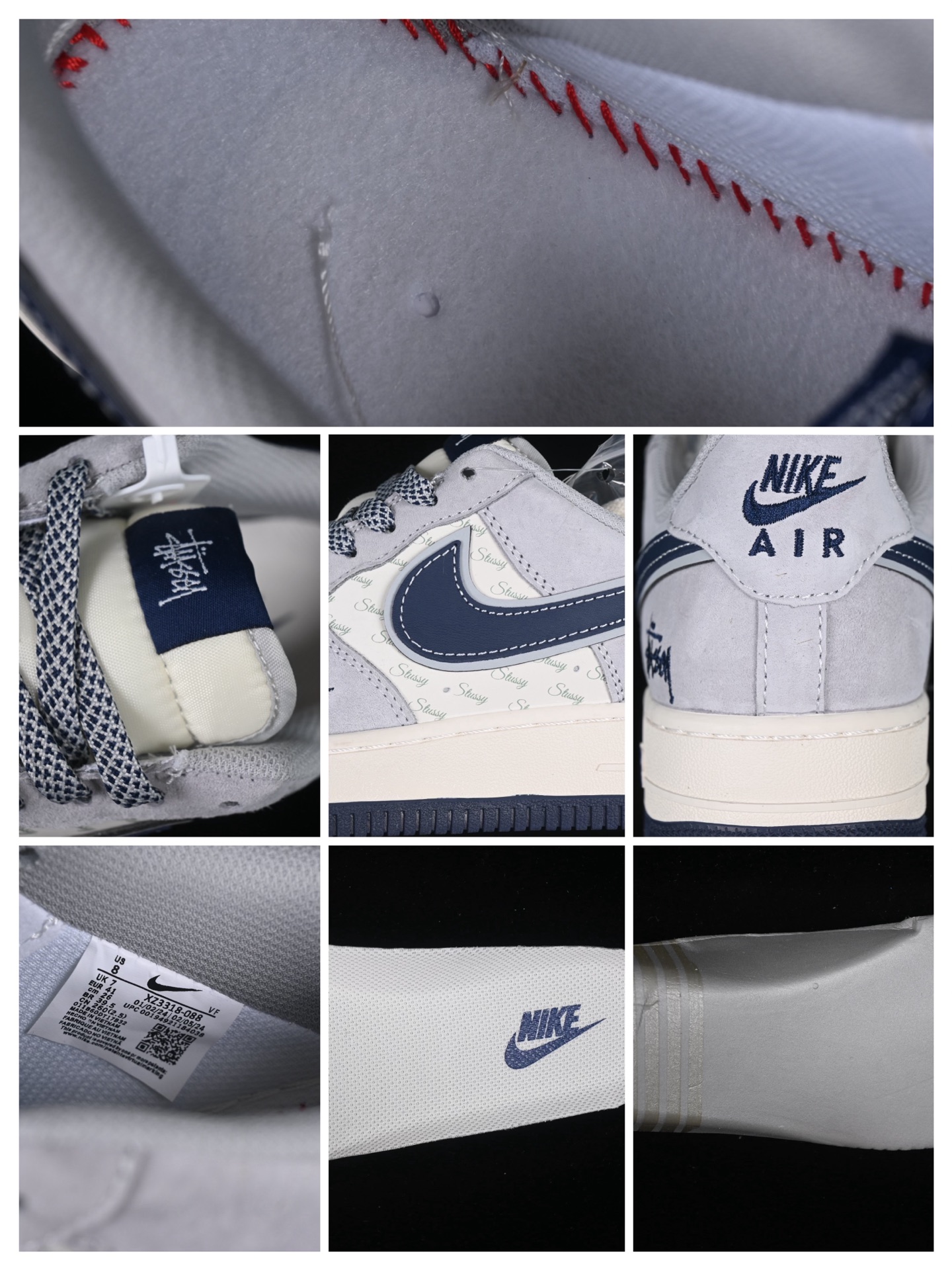 Nike Air Force 1 '07 Low Stussy Collab Sneakers Grey Blue