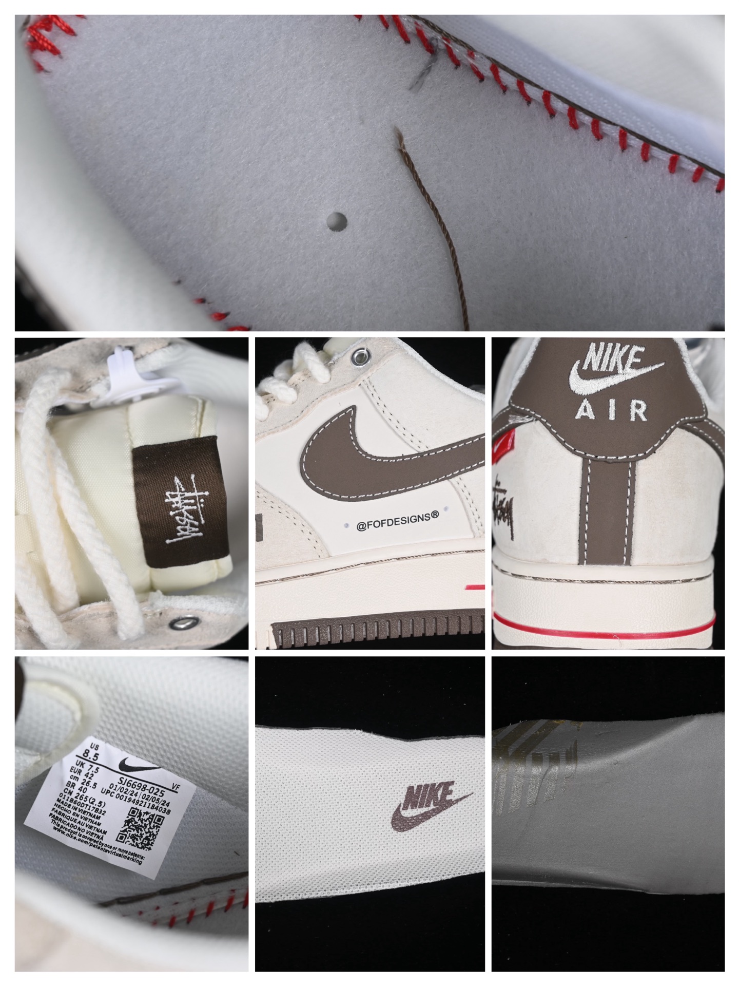 Nike Air Force 1 '07 Low Stussy Collab Sneakers Beige/Brown
