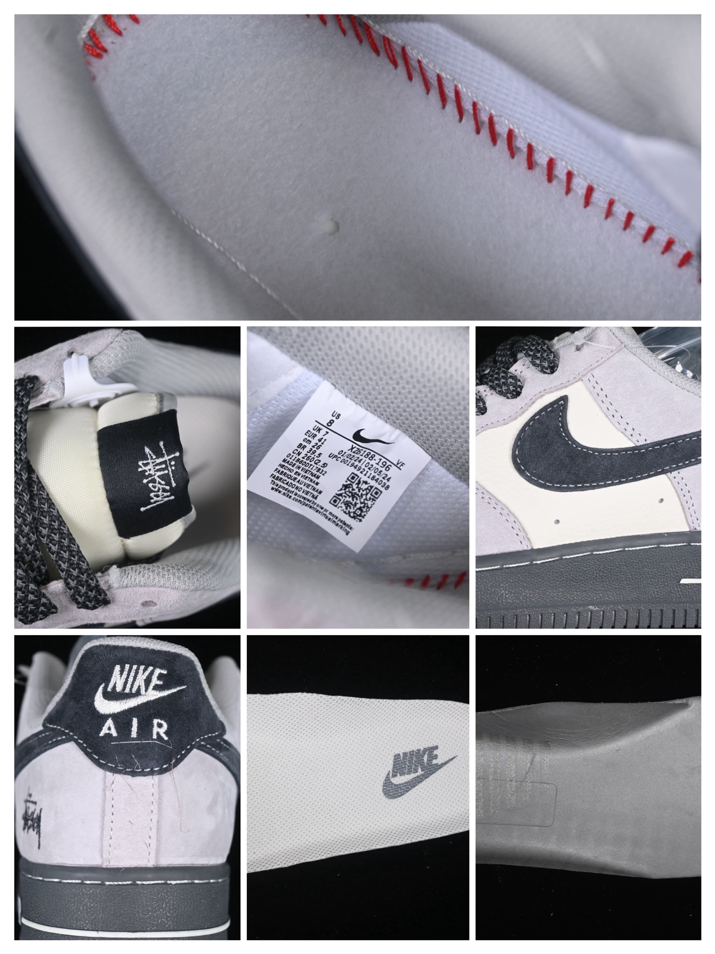 Nike Air Force 1 Low x Stussy Gray Suede Black Sole