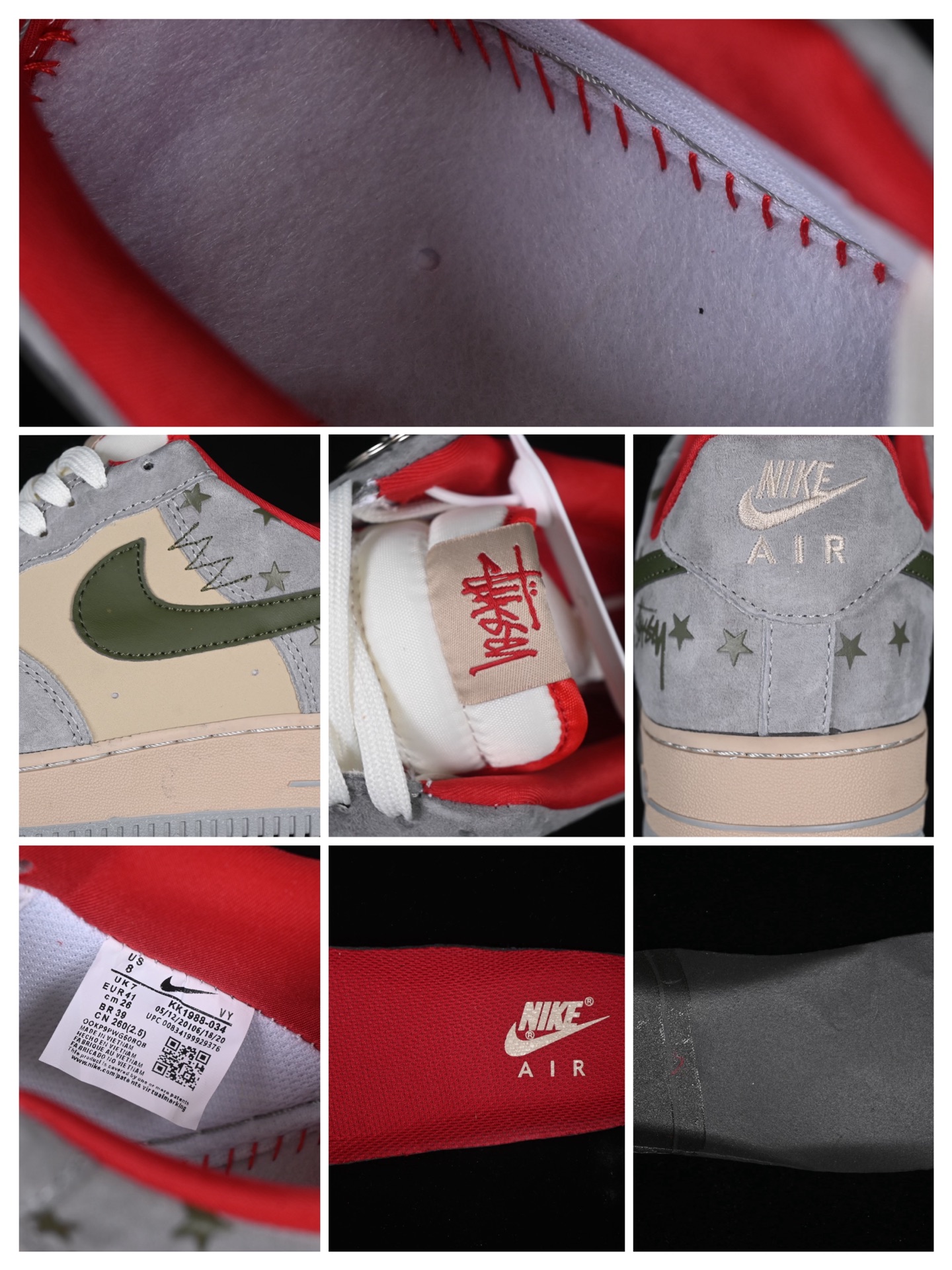 Nike Air Force 1 Low Stussy Stars Sneakers Grey/Olive