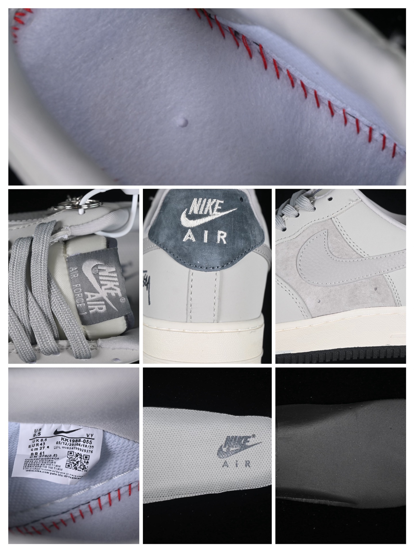 Nike Air Force 1 Low Stussy Grey Suede Sneakers Grey