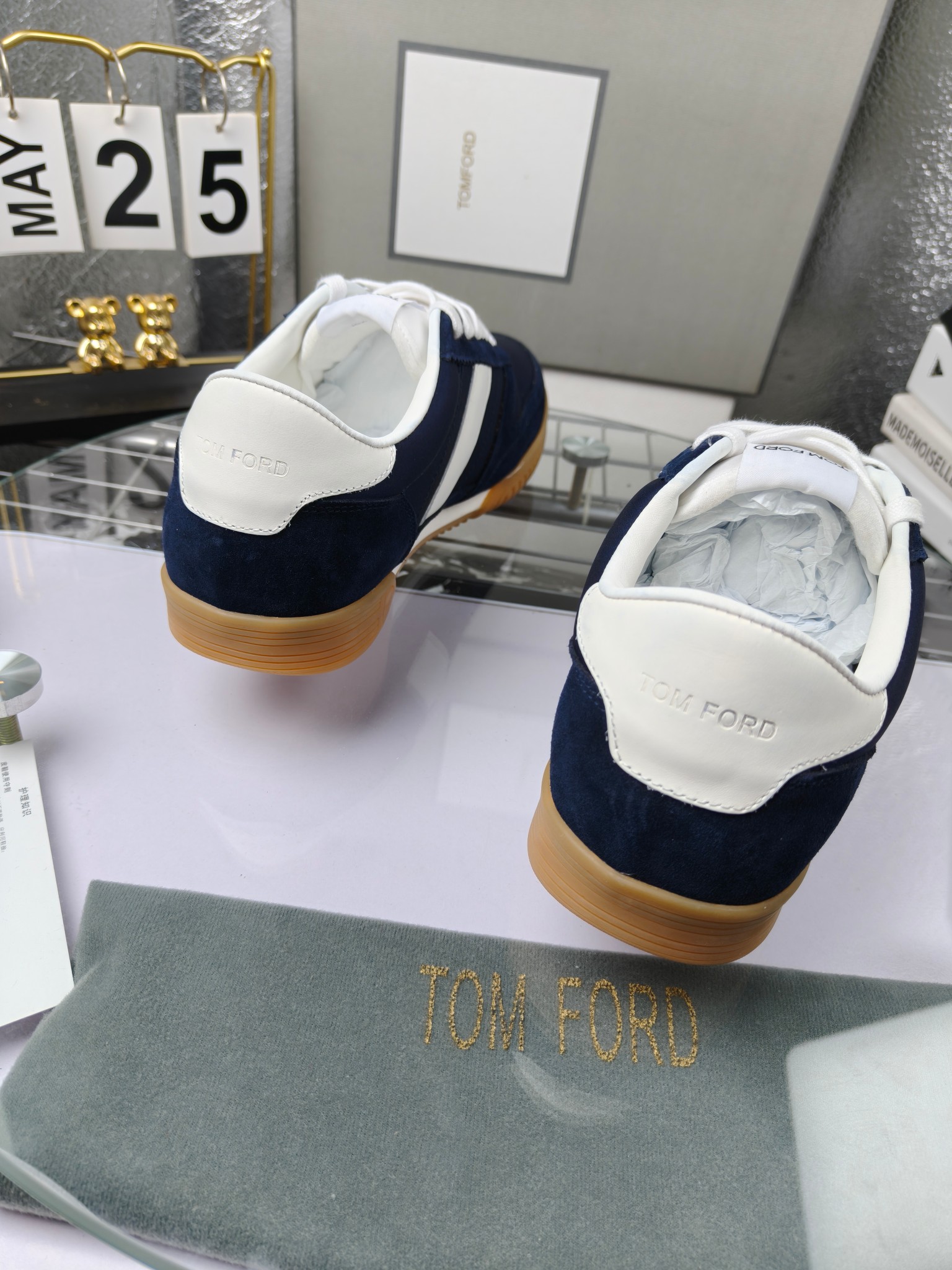 Tom Ford Retro Low-Top Sneakers Navy