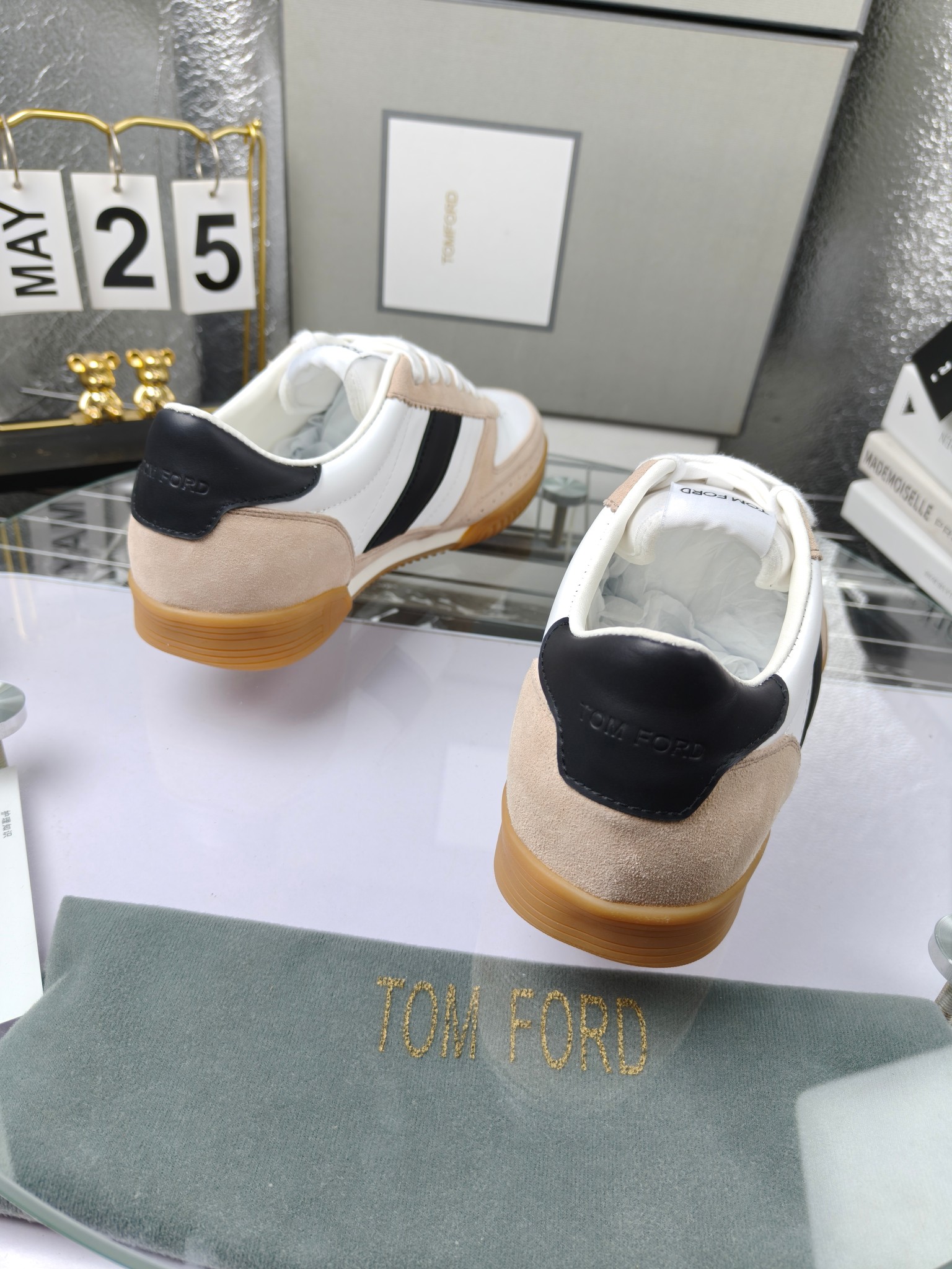 Tom Ford Couple Low-Top Sneakers White Beige Black
