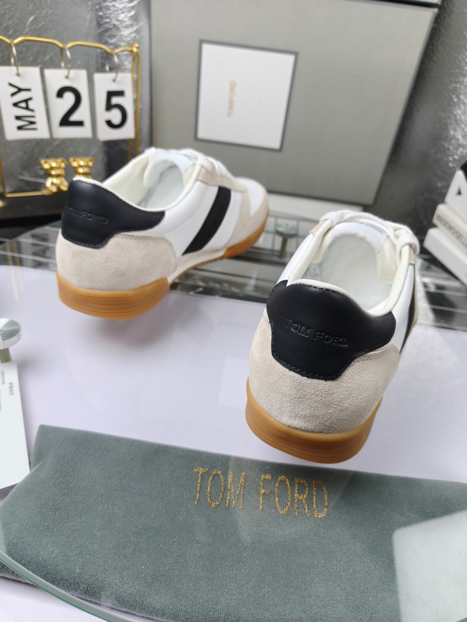 Tom Ford Leather Suede Sneakers Multi-color