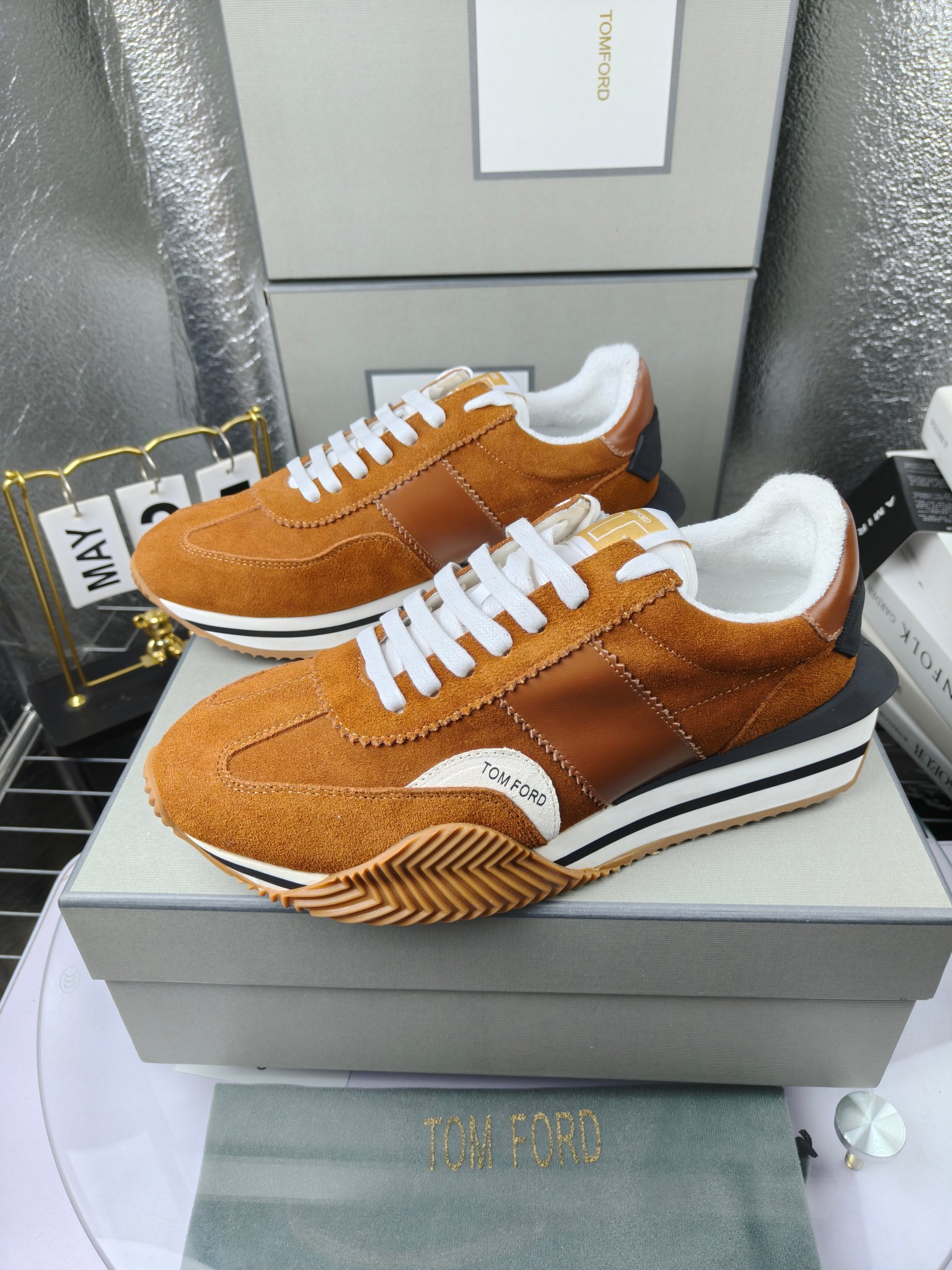 Tom Ford Retro Suede Sneakers Brown