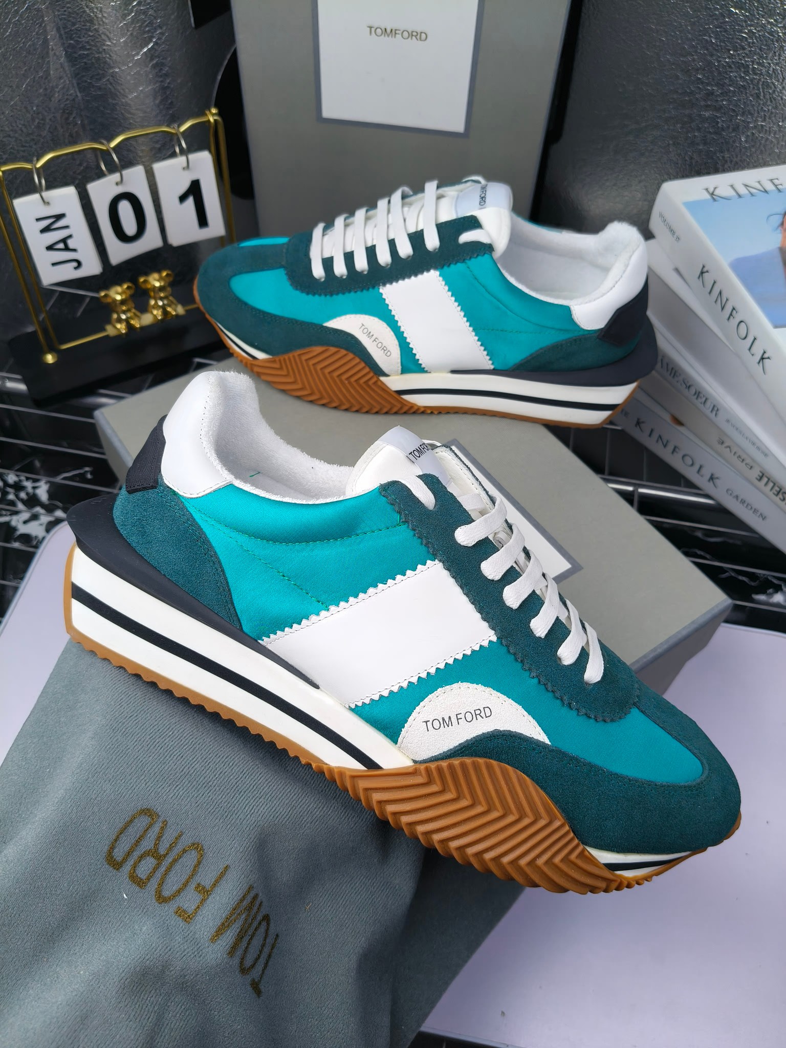 Tom Ford Retro Runner Sneakers Teal