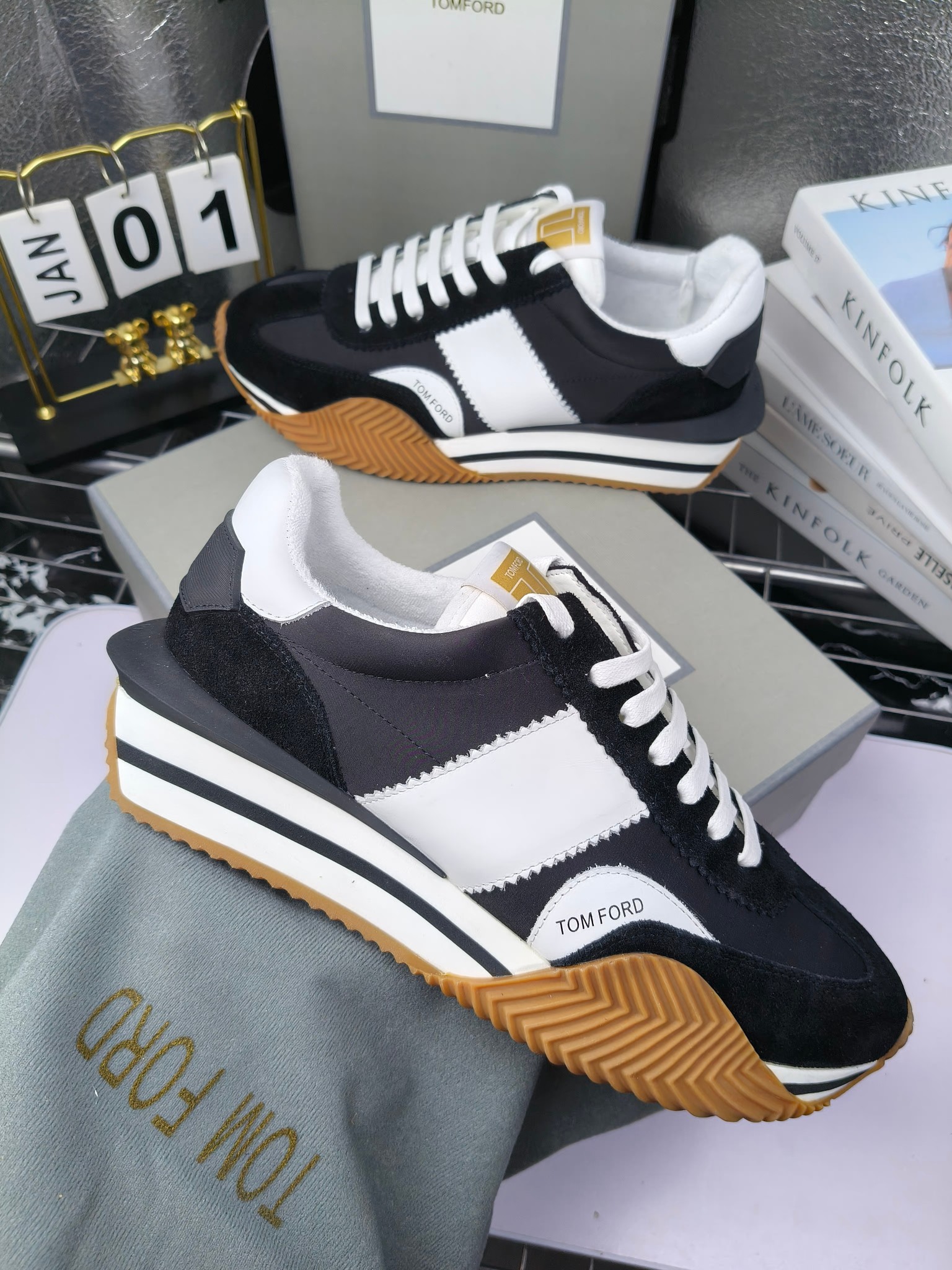 Tom Ford Retro Lift Sneakers Black/White