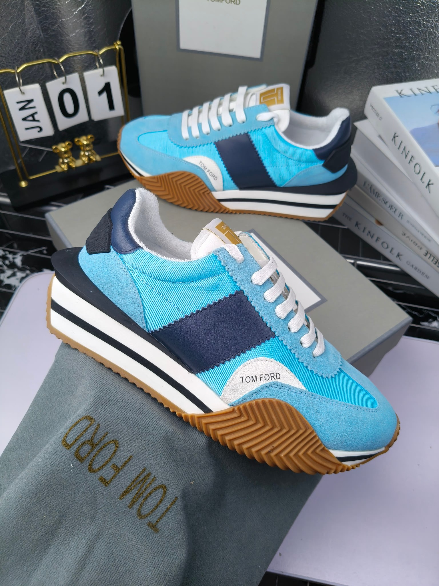 Tom Ford Retro Lift Sneakers Blue