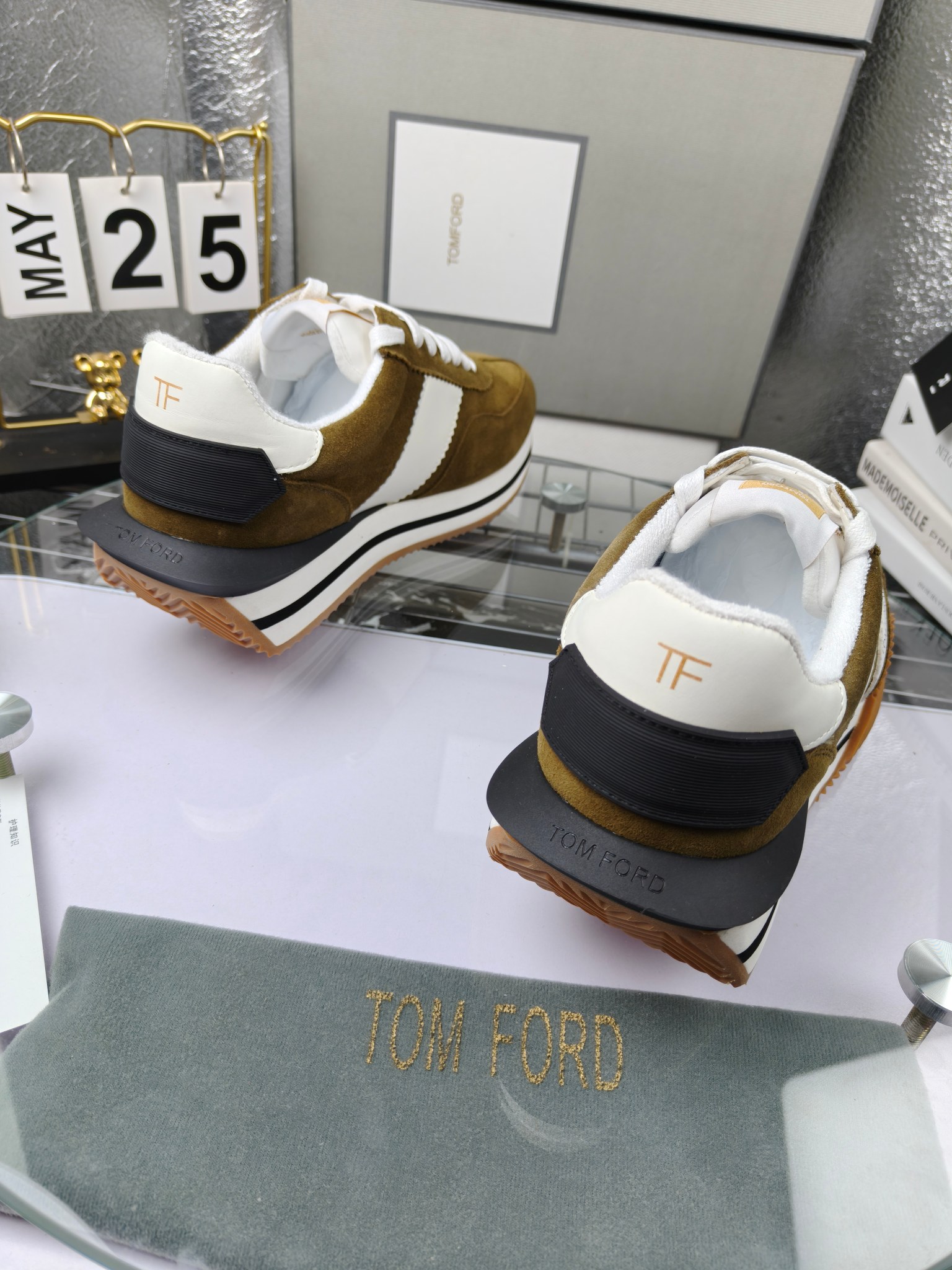 Tom Ford Retro Suede Sneakers Olive