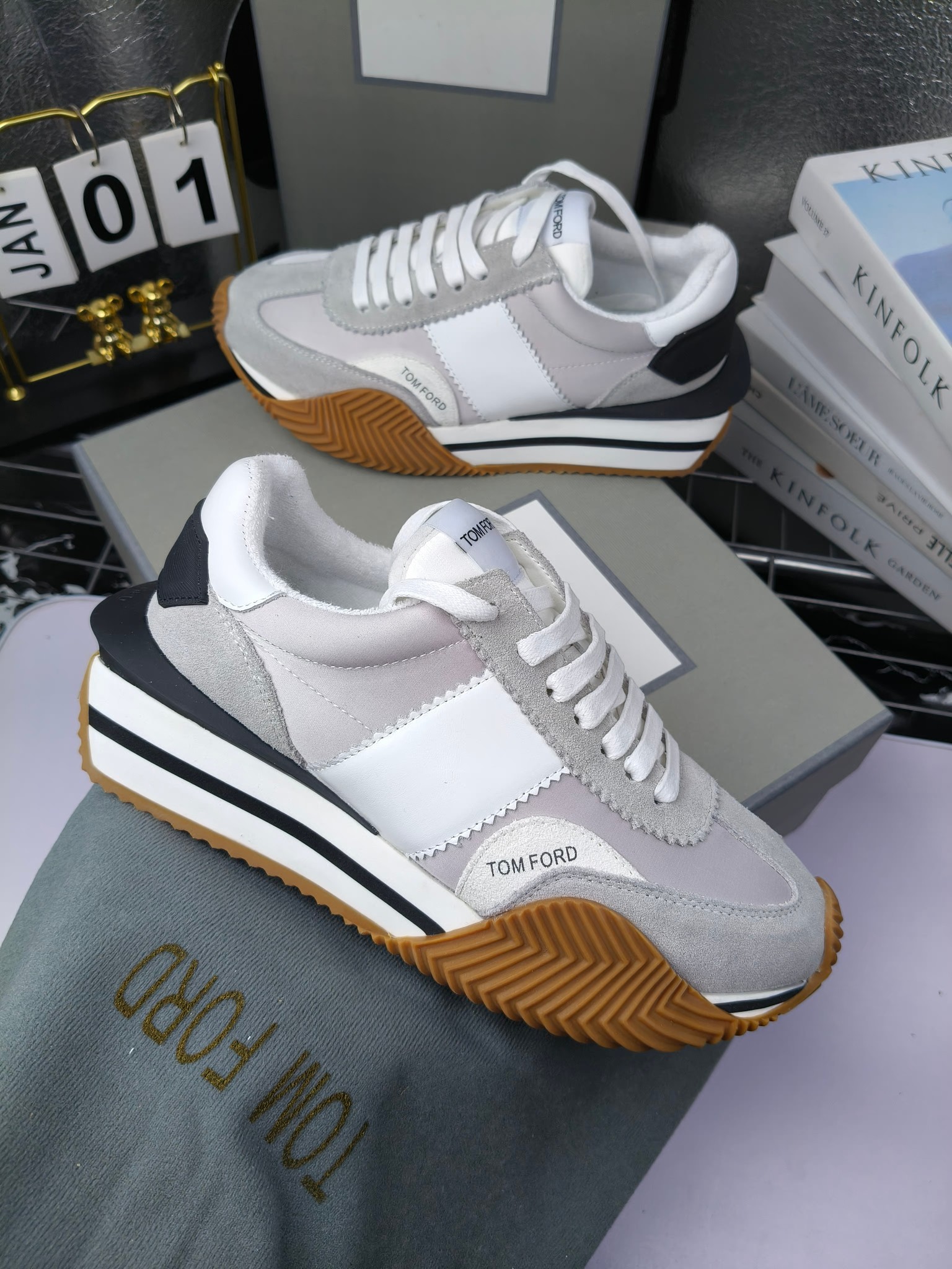 Tom Ford Retro Platform Sneakers Grey/White