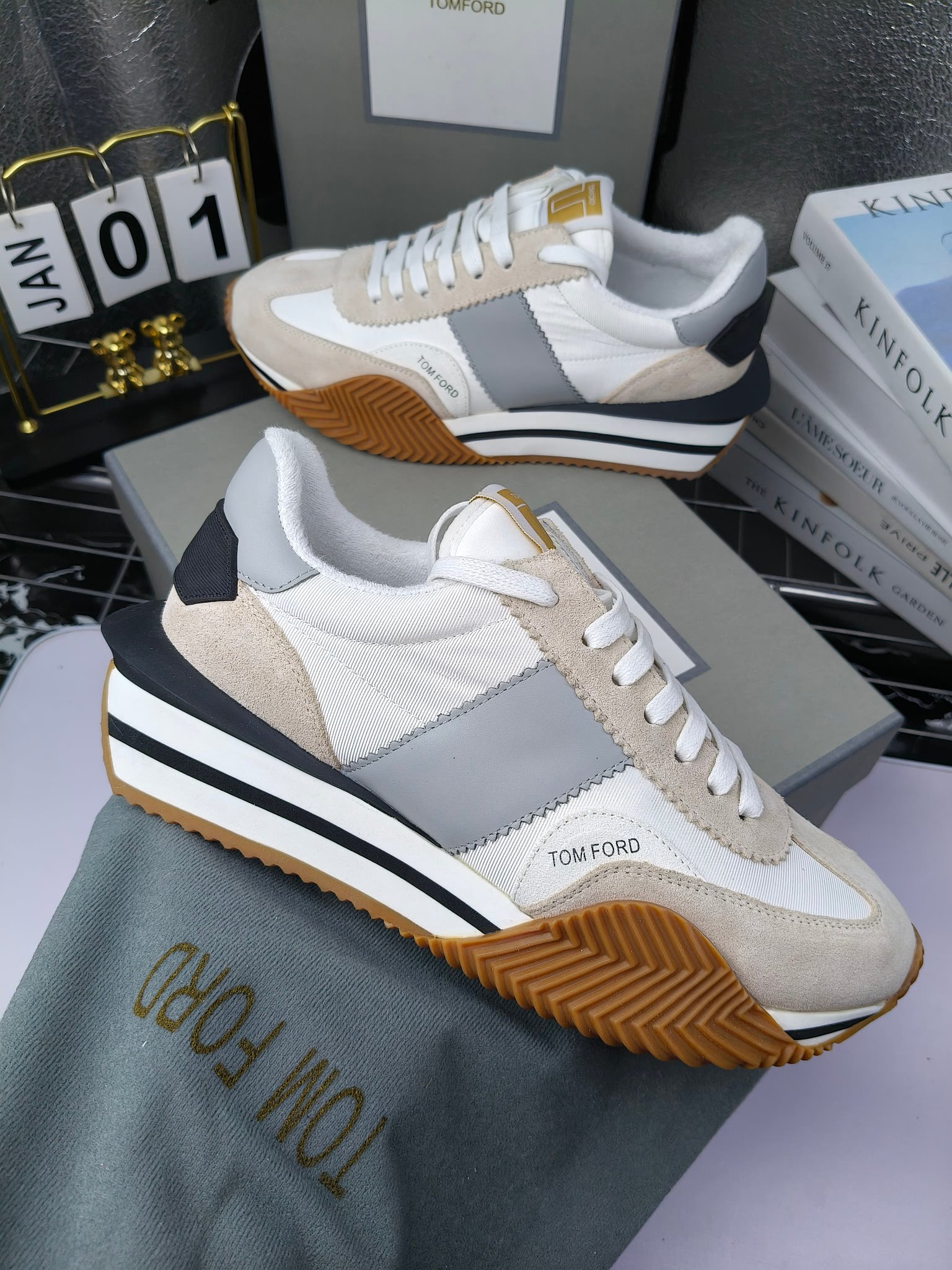 Tom Ford Retro Lift Sneakers White/Gray