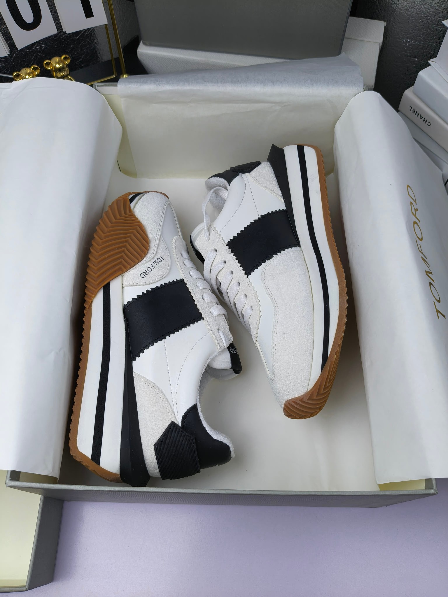 Tom Ford Retro Platform Sneakers White Black