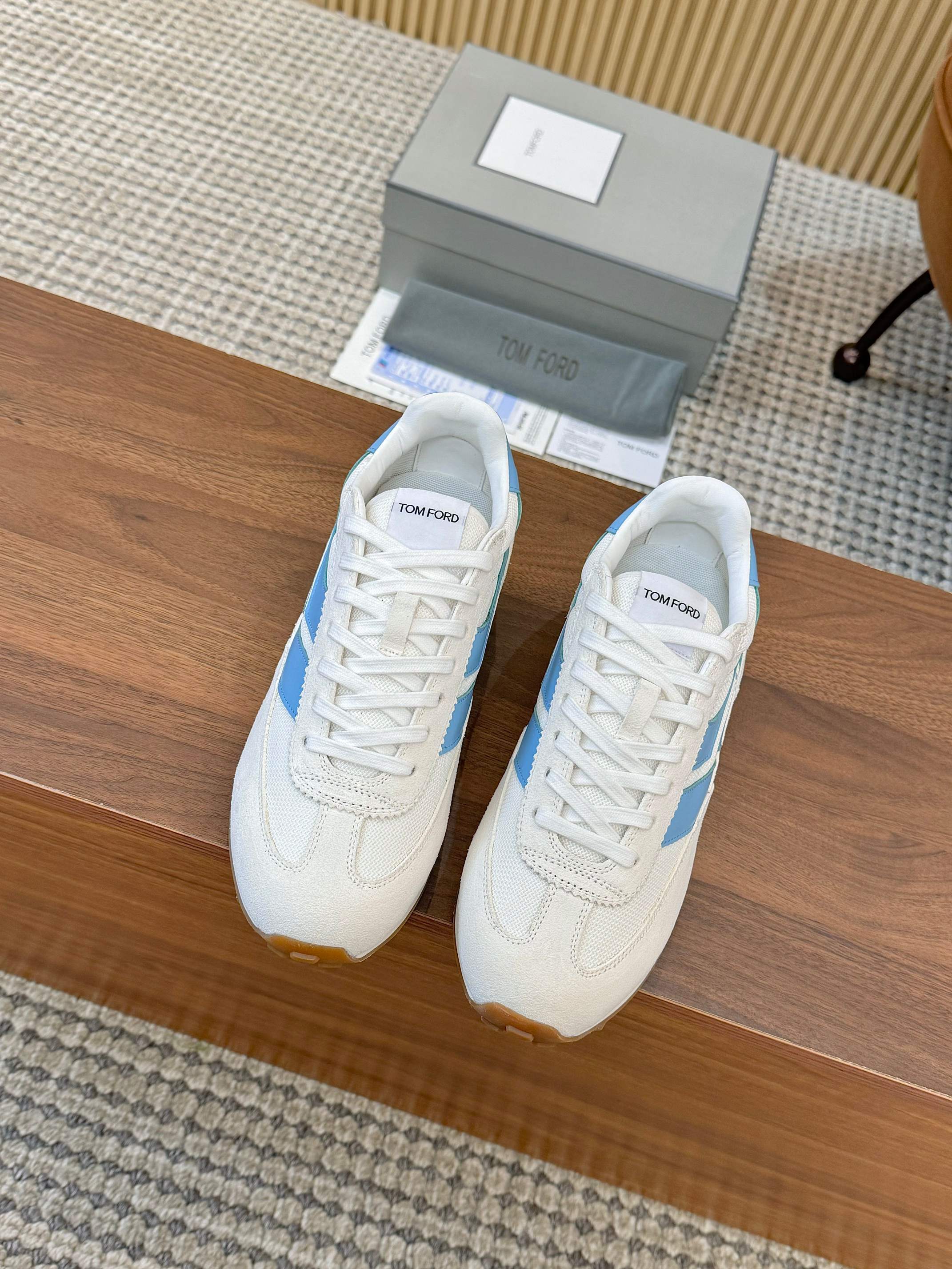 Tom Ford Retro Low-Top Sneakers White/Blue