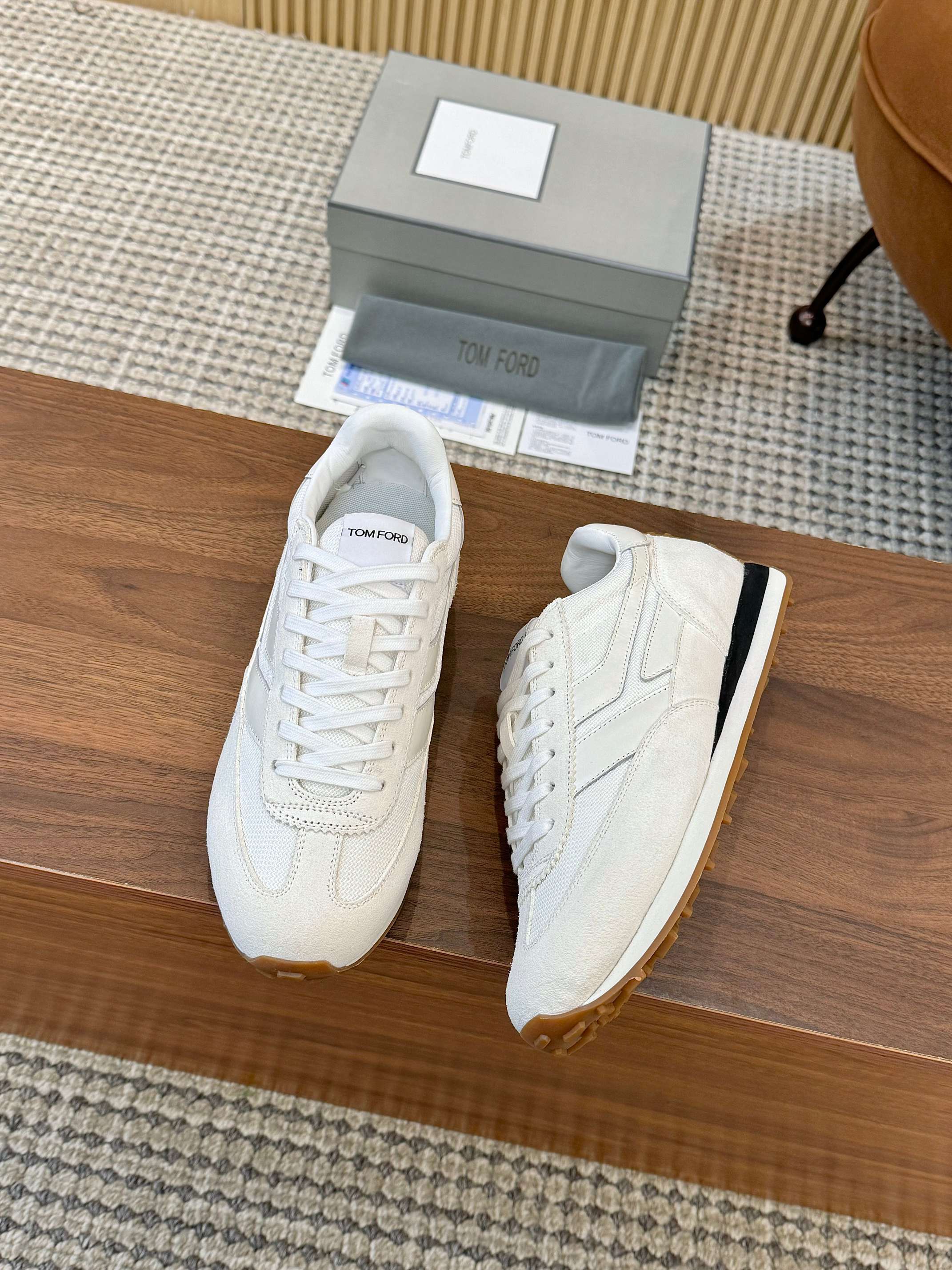 Tom Ford Retro Low-Top Sneakers White
