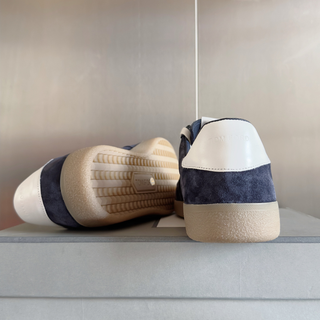 Tom Ford Suede Trainer Sneakers Navy/White