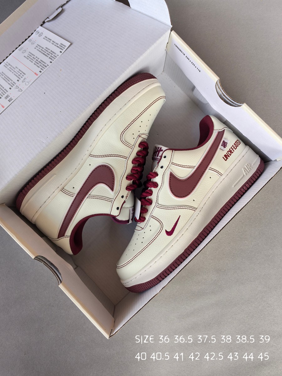 Nike Air Force 1 Low Undefeated Rope Lace Sneakers Burgundy